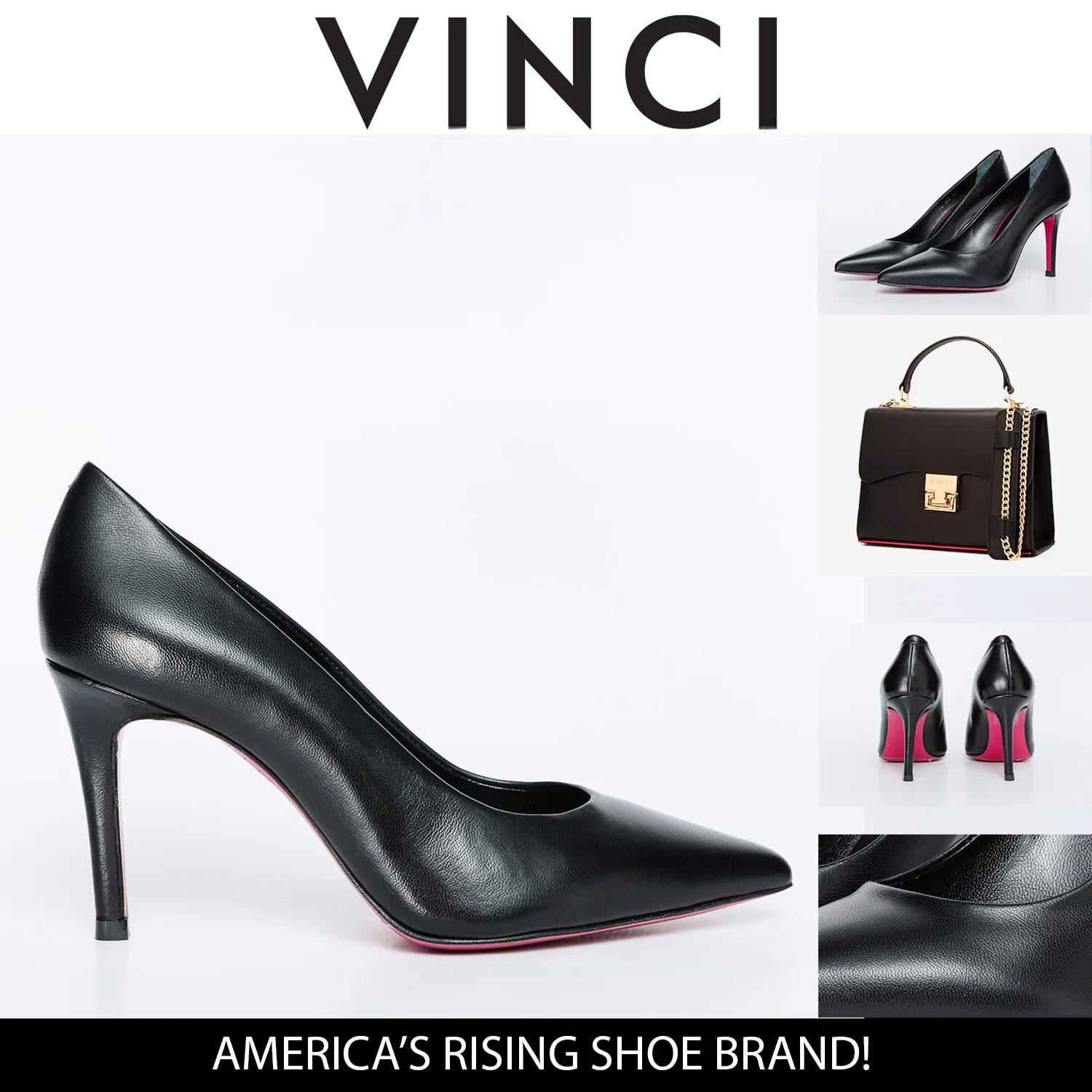 The Ege Black Leather Pump Fuchsia Sole Women Shoe