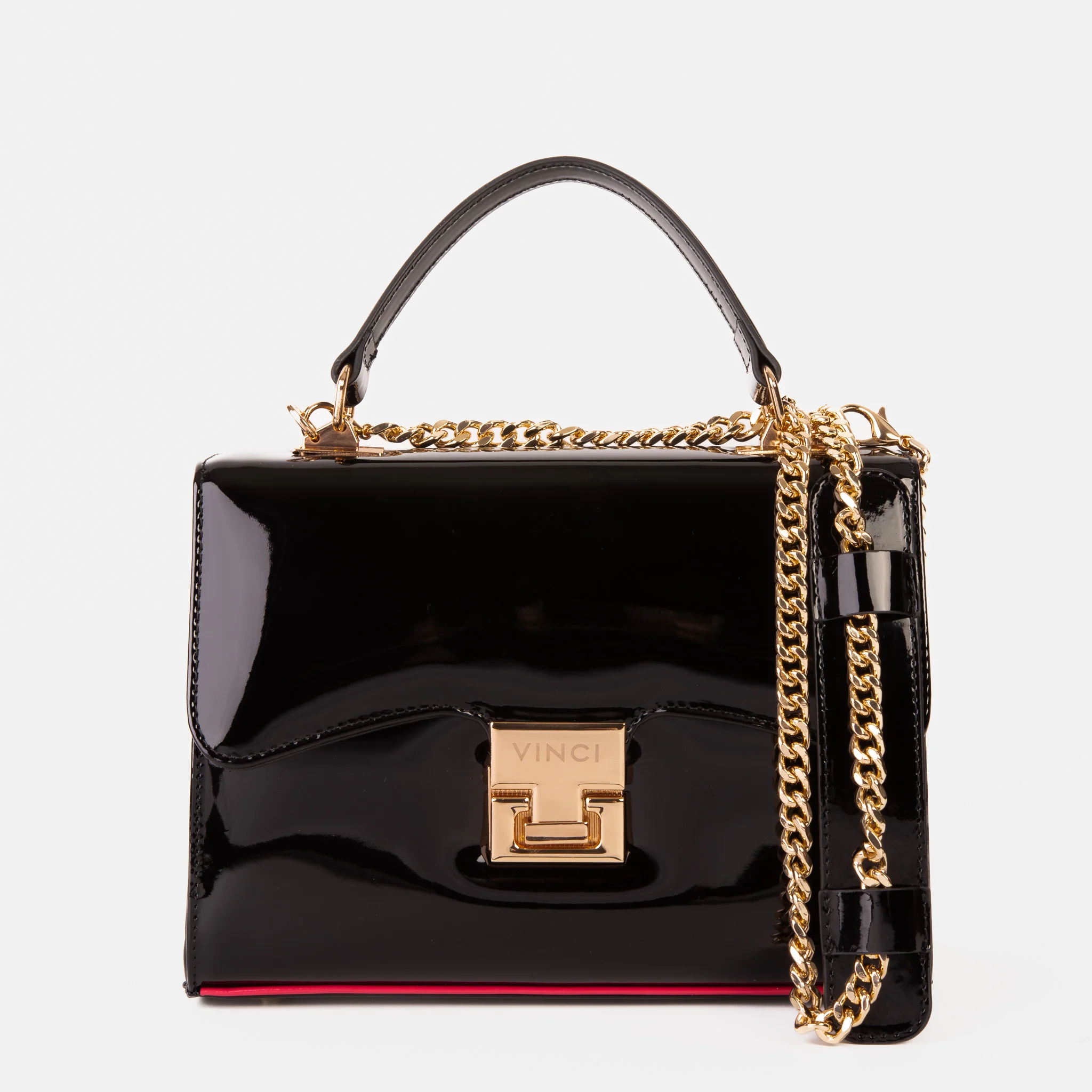 The Ege Black Patent Leather Handbag - Image 2