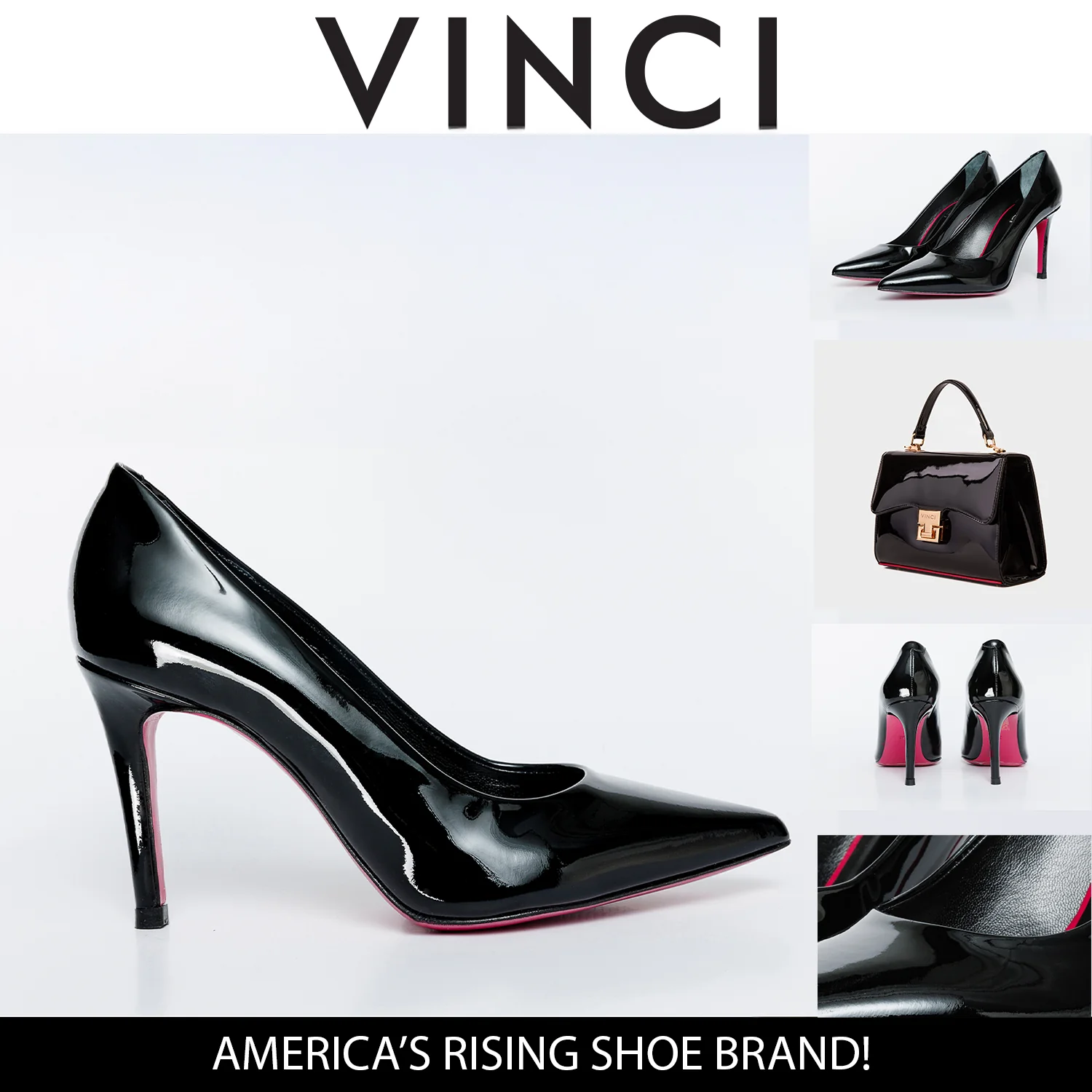 The Ege Black Patent Leather Pump Fuchsia Sole Women Shoe