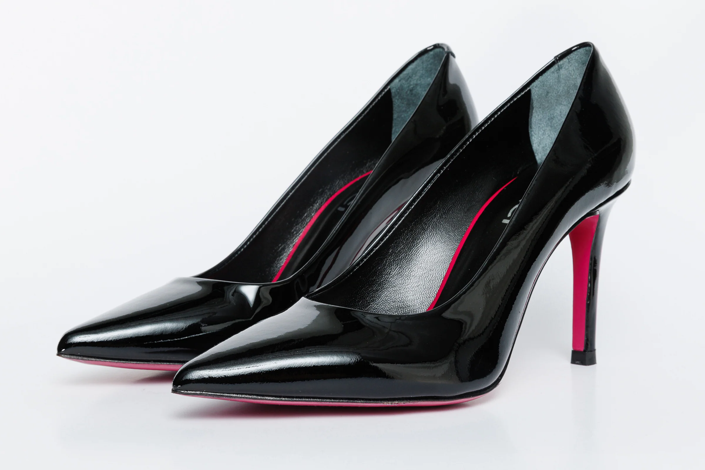 The Ege Black Patent Leather Pump Fuchsia Sole Women Shoe - Image 3