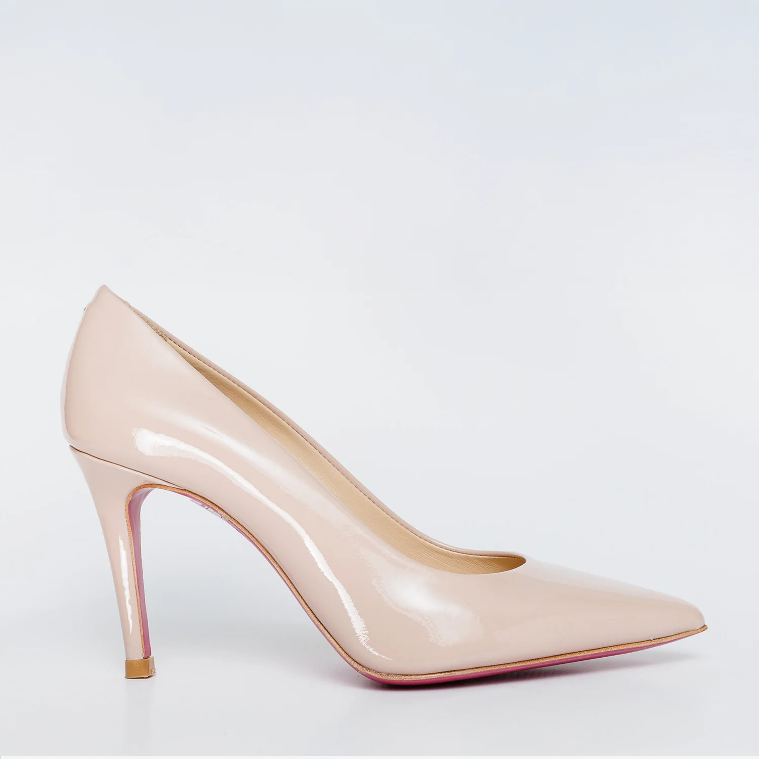 The Ege Cream Leather Pump Fuchsia Sole Women Shoe - Image 2