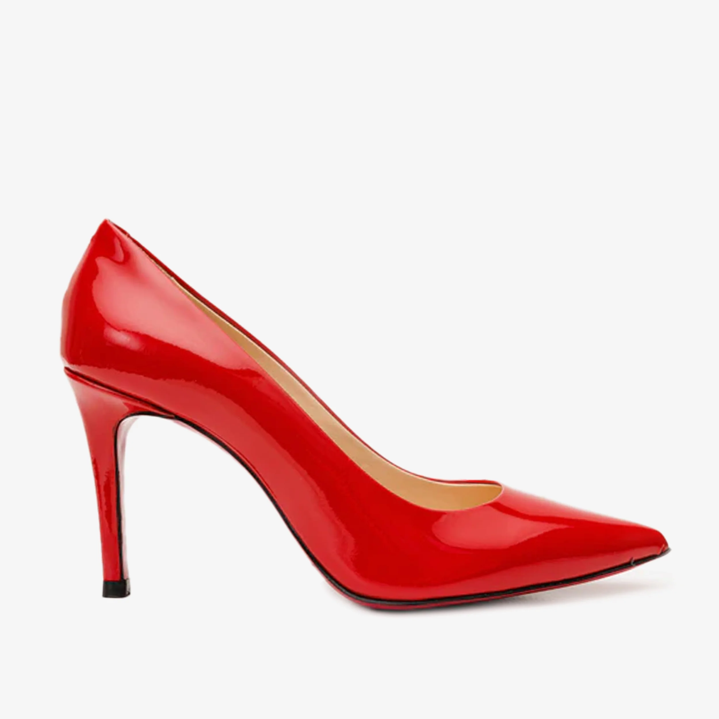 The Ege Red Leather Pump Fuchsia Sole Women Shoe - Image 2
