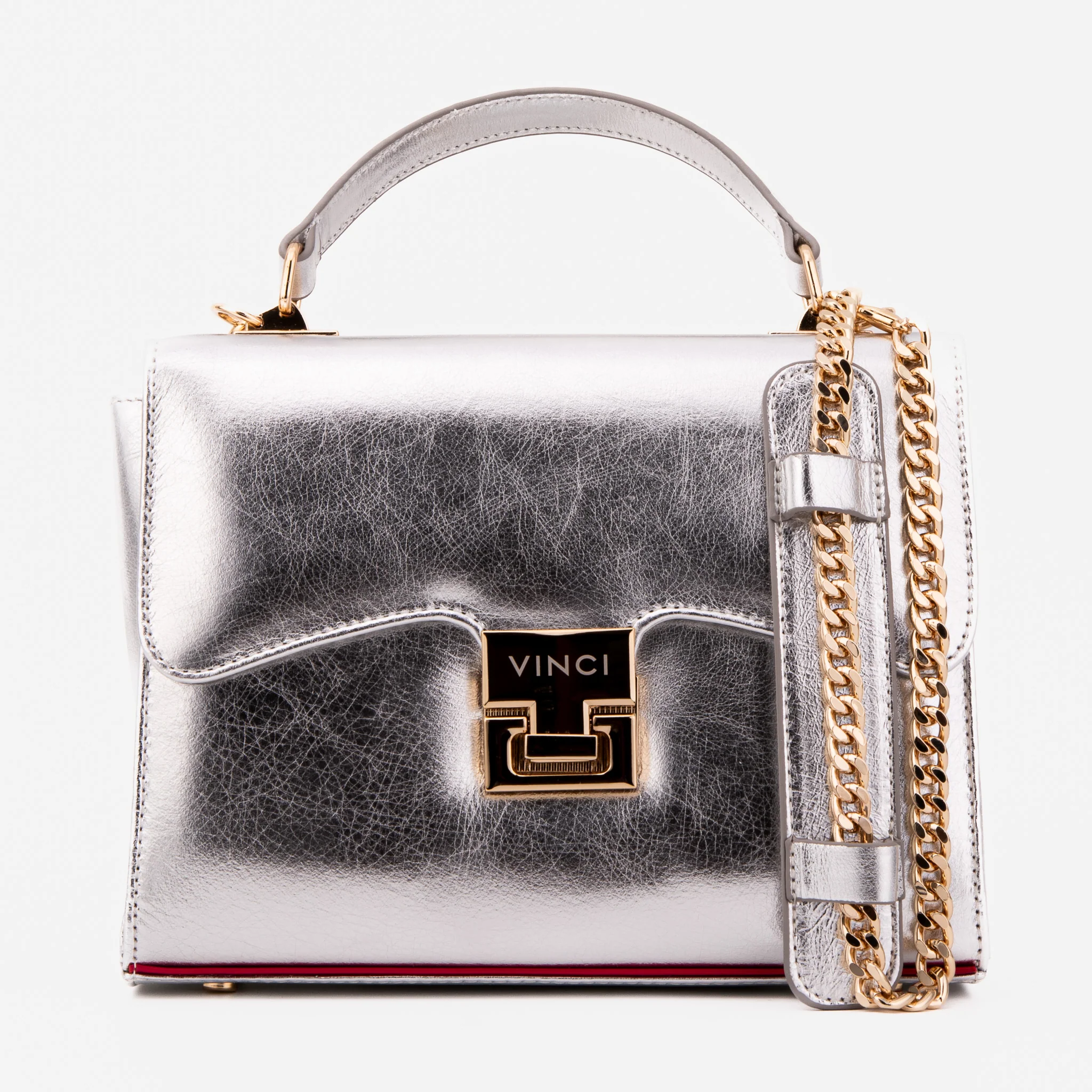 The Ege Silver Leather Handbag - Image 4