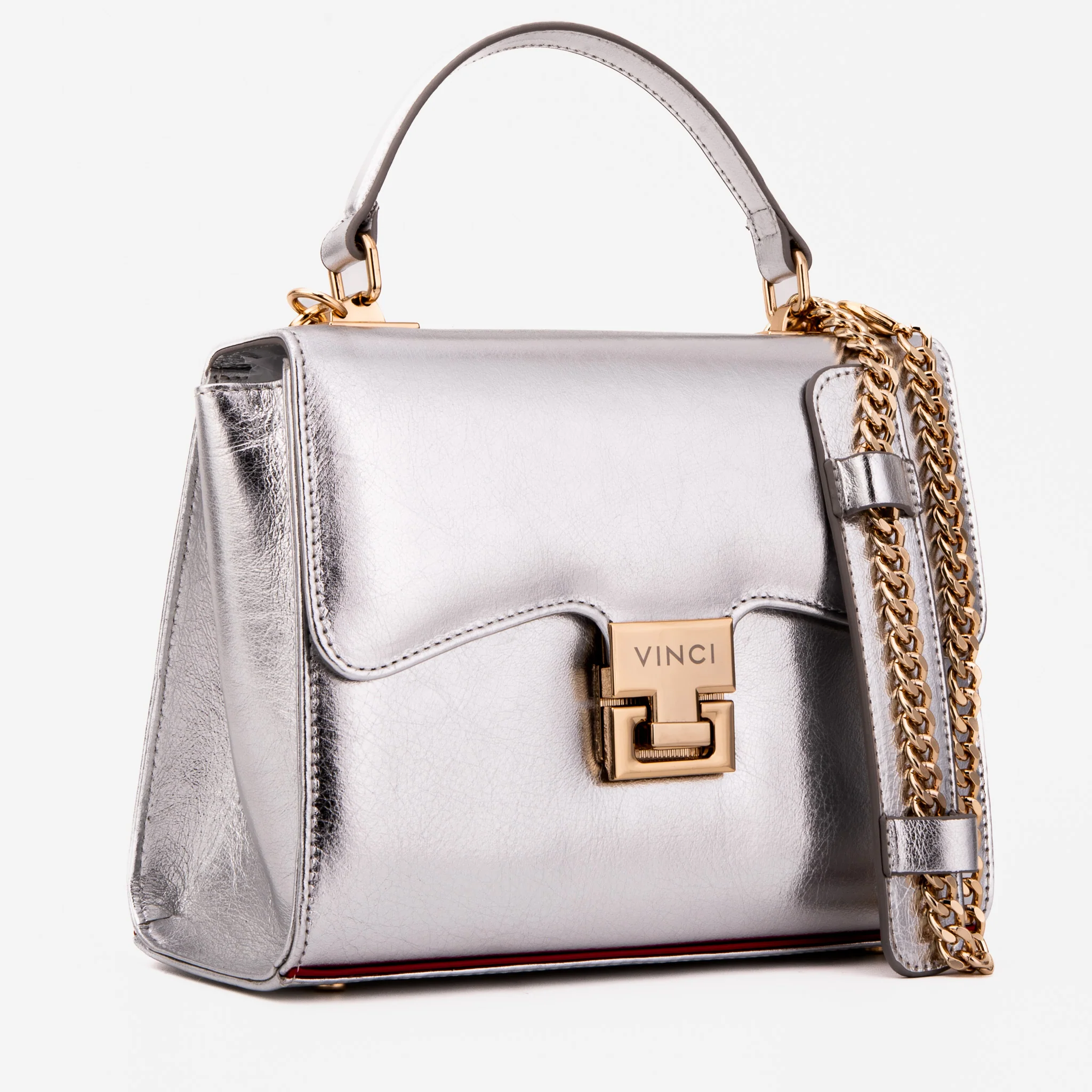 The Ege Silver Leather Handbag - Image 5