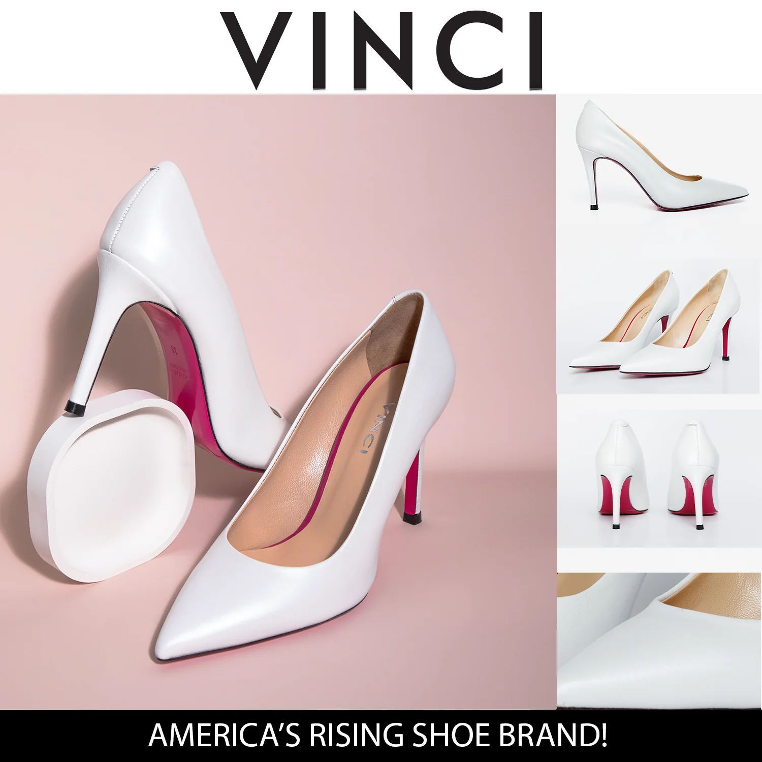 The Ege White Leather Pump Fuchsia Sole Women Shoe