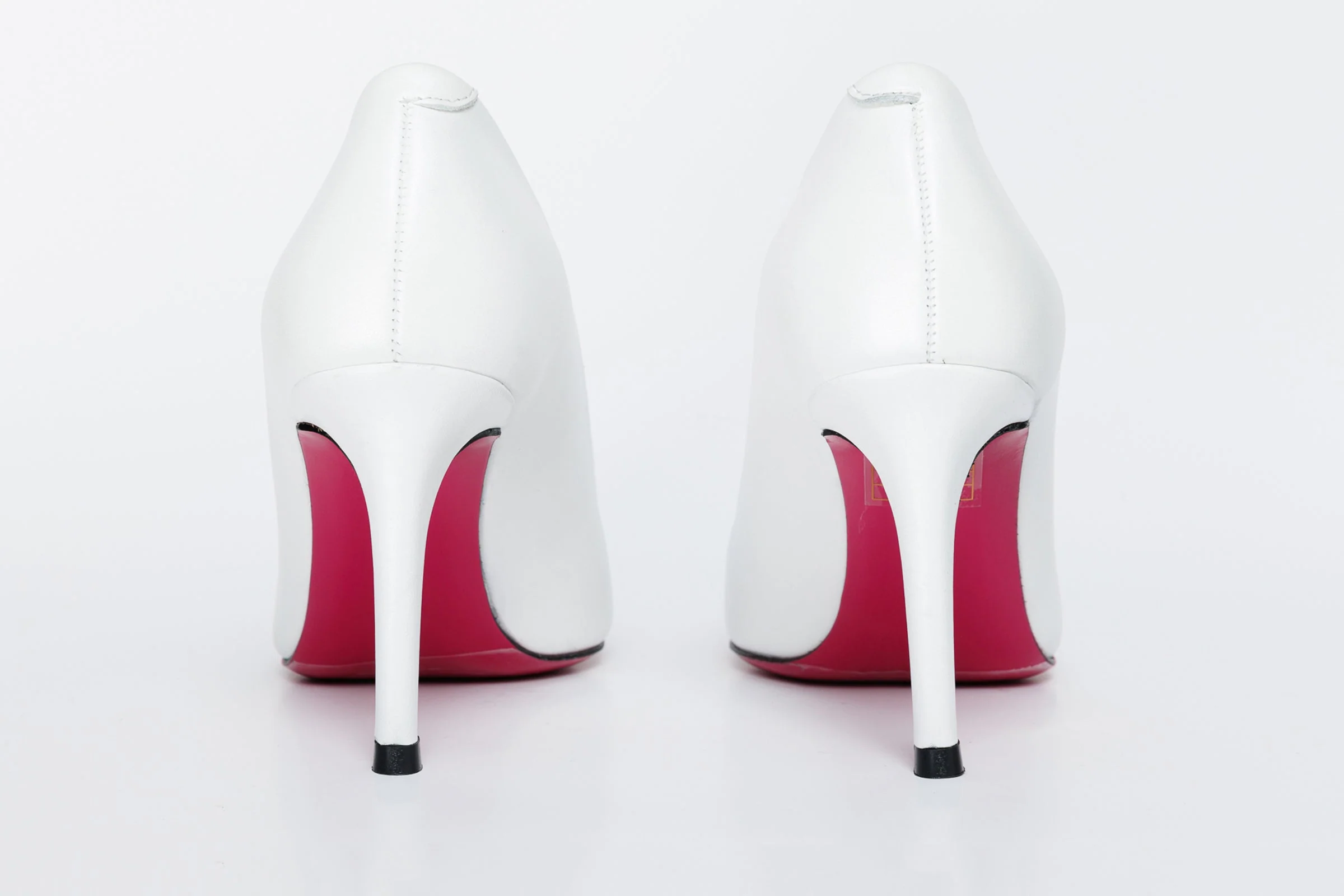 The Ege White Leather Pump Fuchsia Sole Women Shoe - Image 4