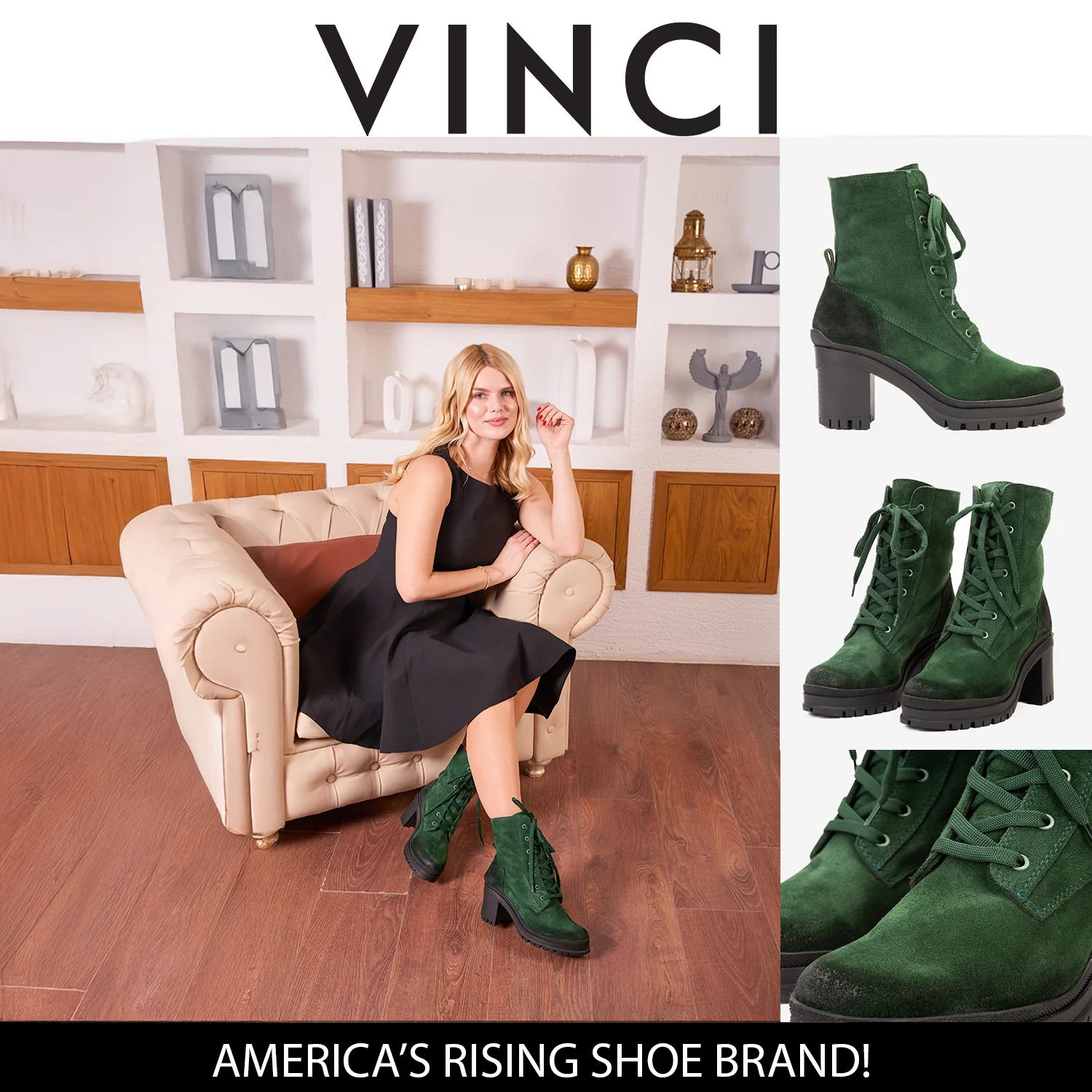 The Elera Green Leather Block Heel Women Boot - Image 17