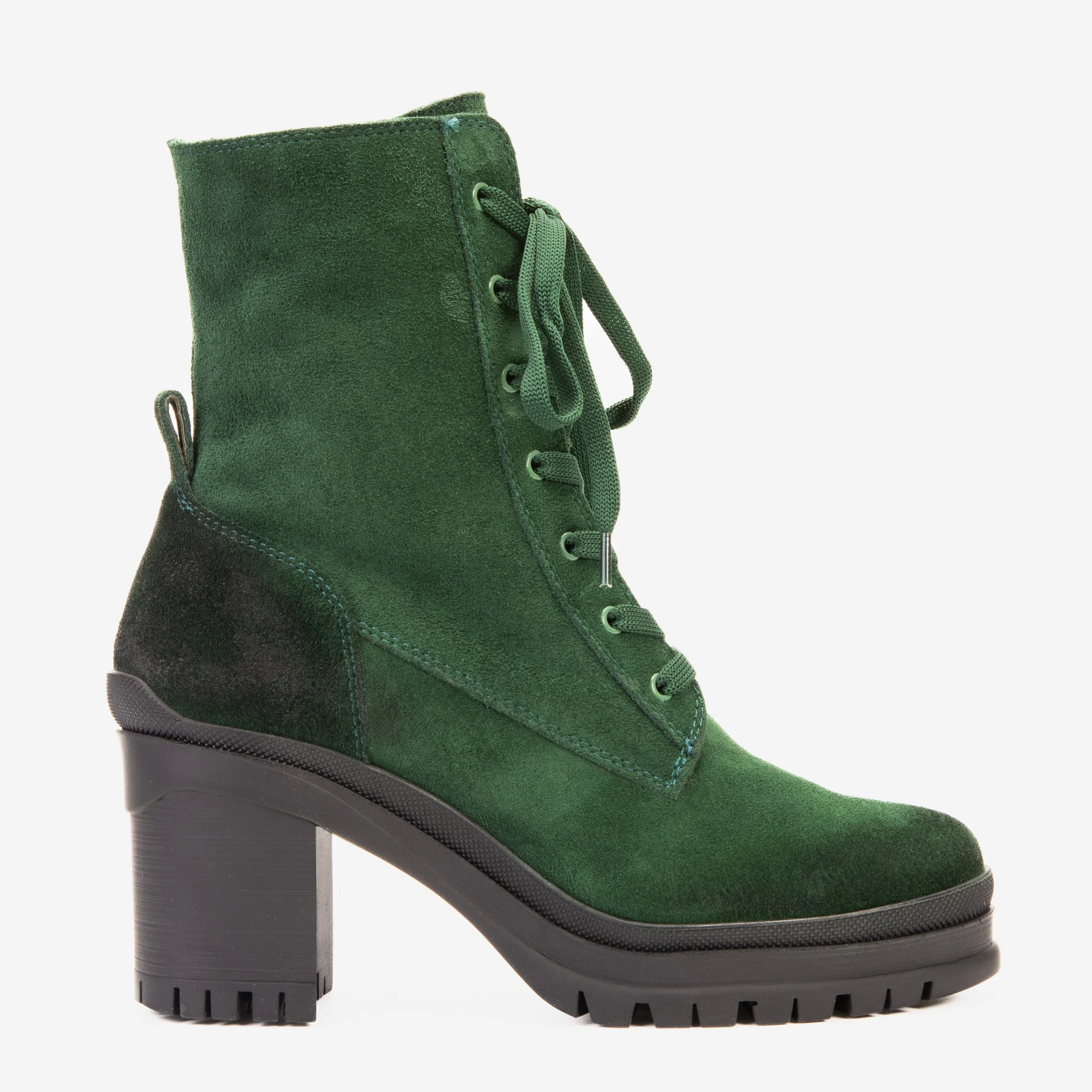The Elera Green Leather Block Heel Women Boot - Image 2