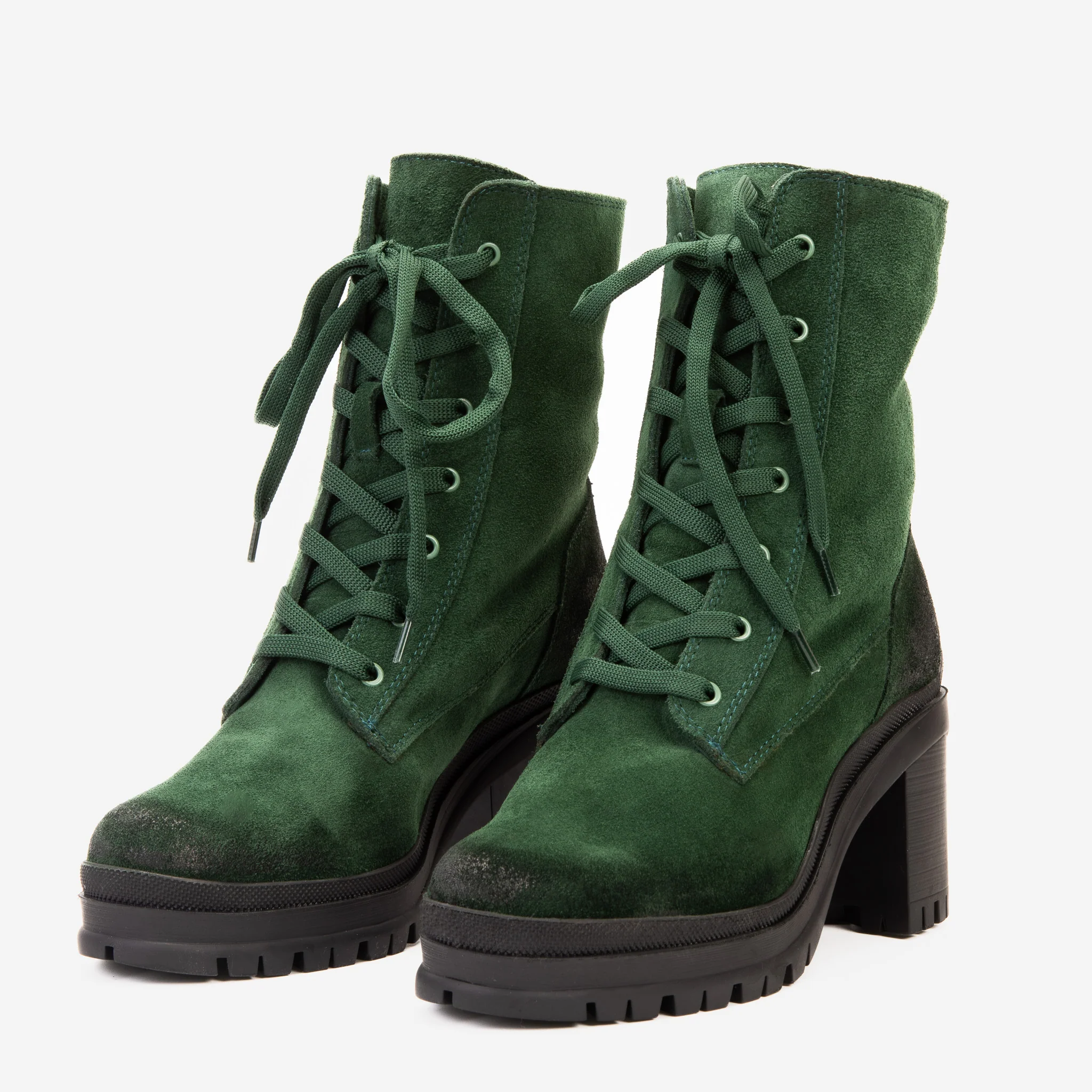 The Elera Green Leather Block Heel Women Boot - Image 4