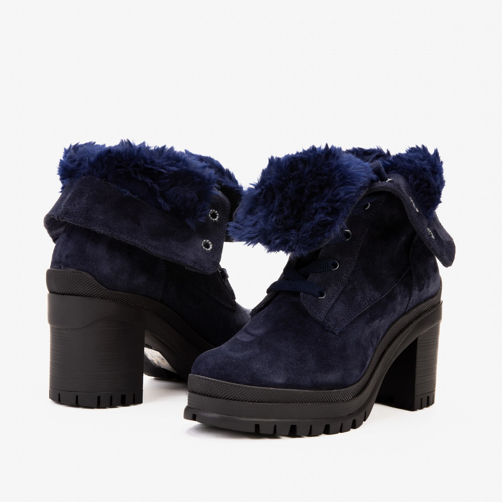 The Elera Navy Blue Leather Block Heel Women Boot - Image 5