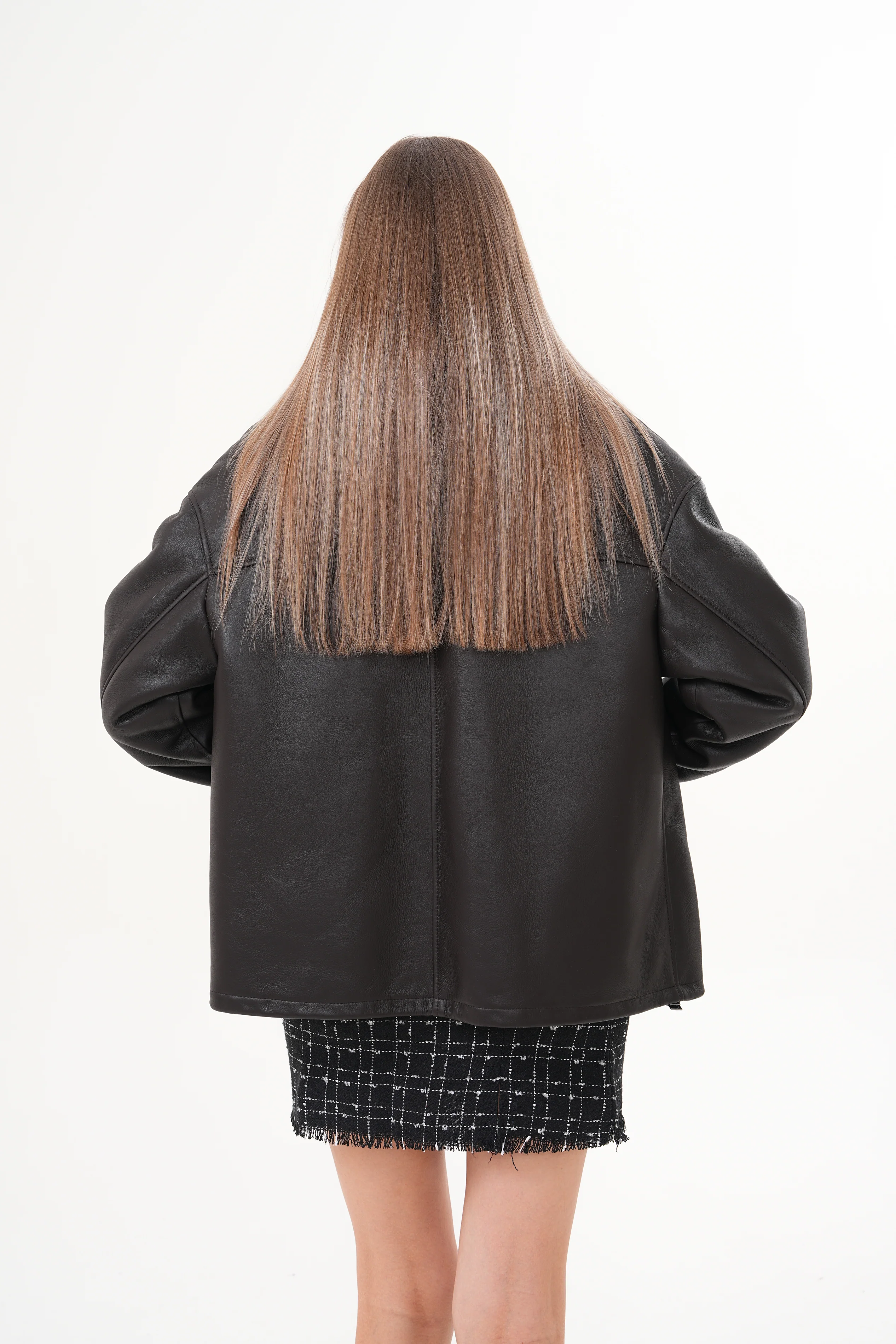 The Elise Black Shearling Leather Jacket - Image 3