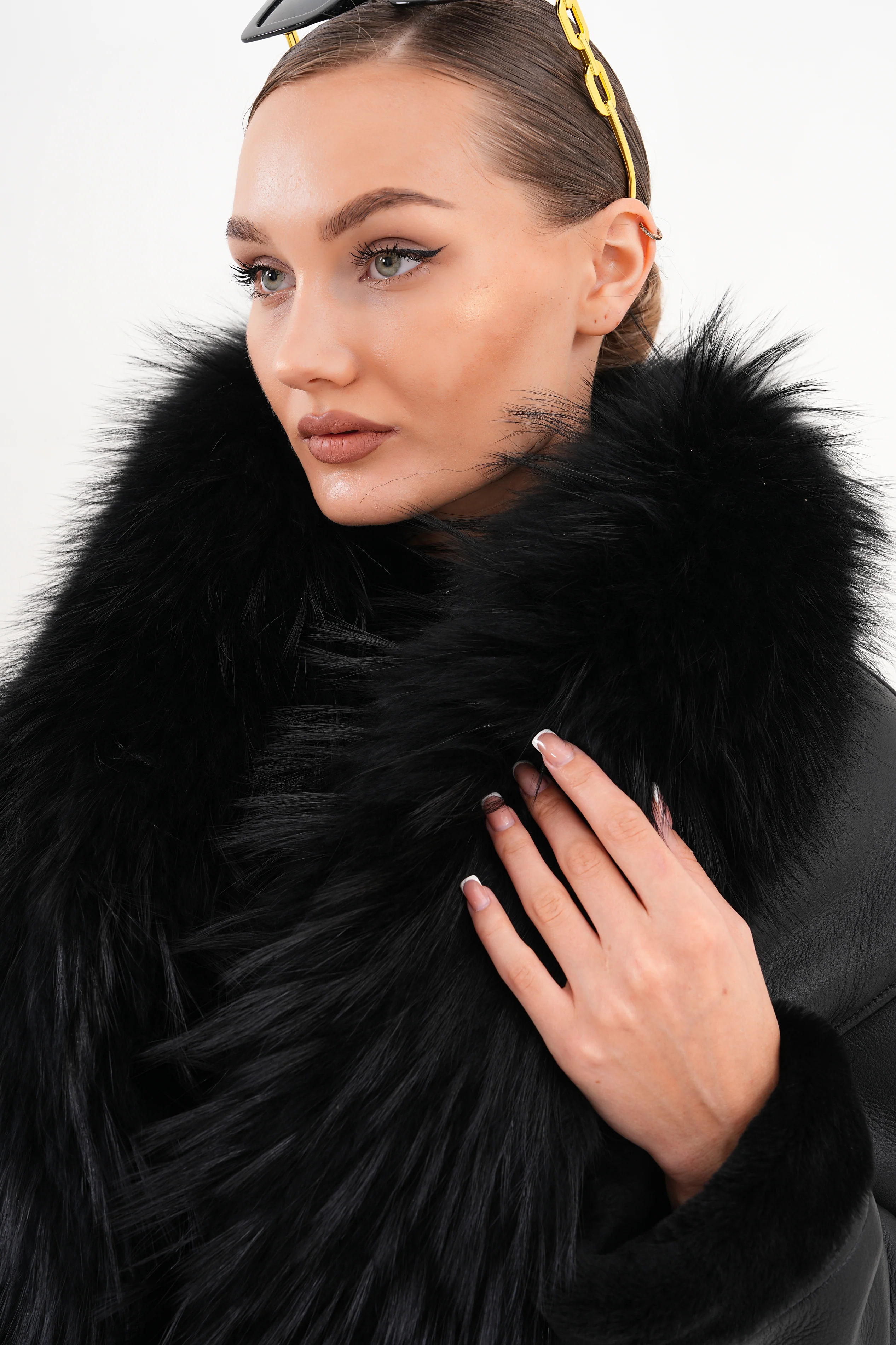 The Elise Black Shearling Leather Jacket - Image 6