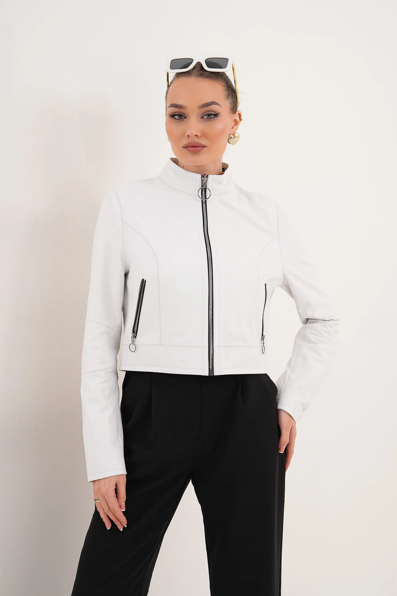 The Elvaris Reversible White Leather Women Jacket - Image 2