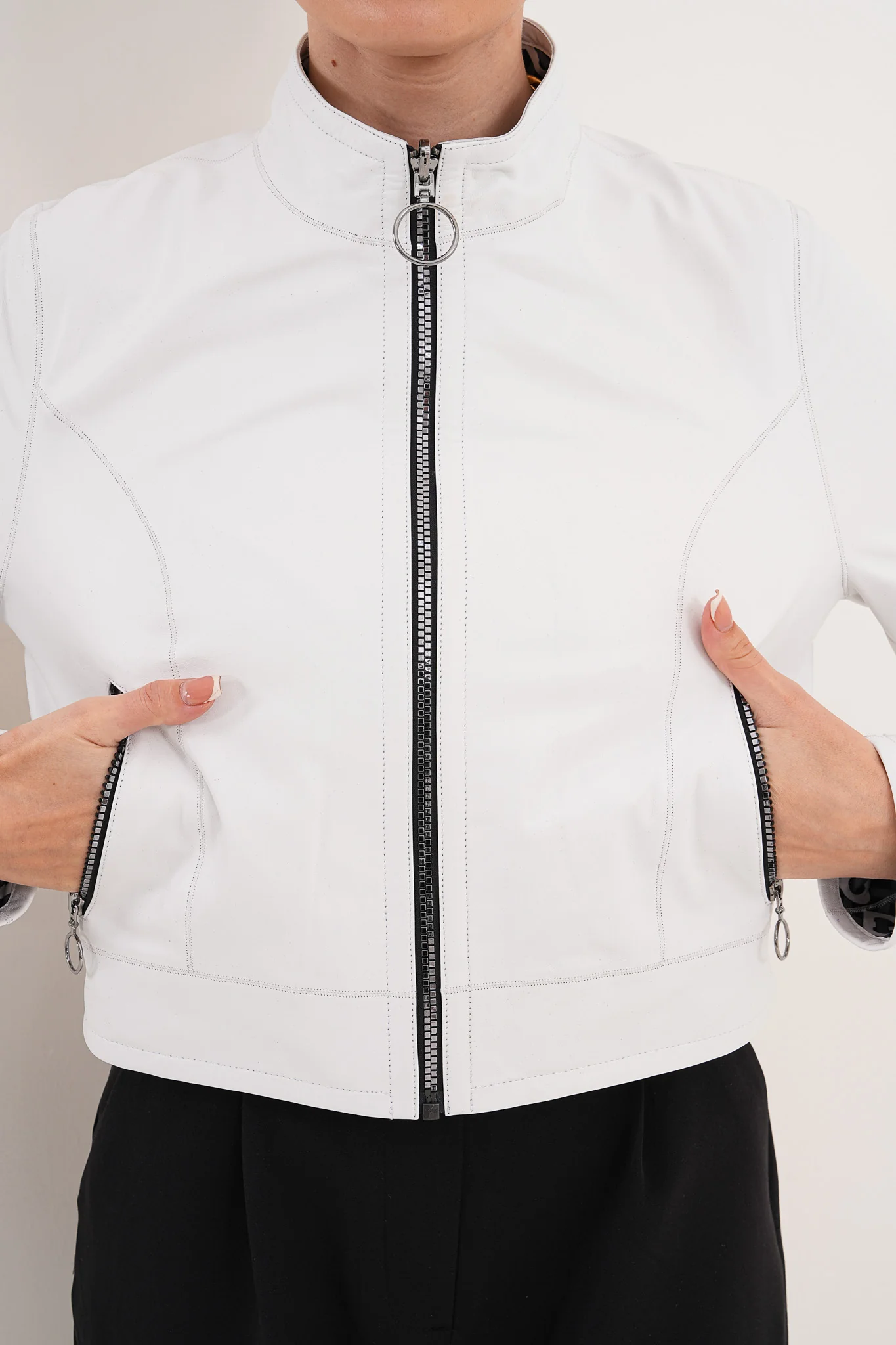 The Elvaris Reversible White Leather Women Jacket - Image 6