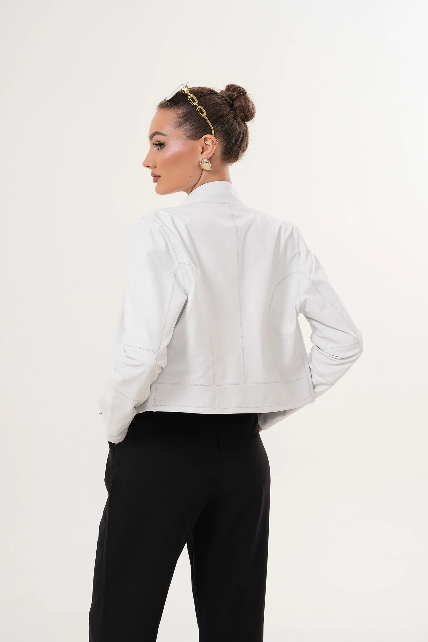 The Elvaris Reversible White Leather Women Jacket - Image 7