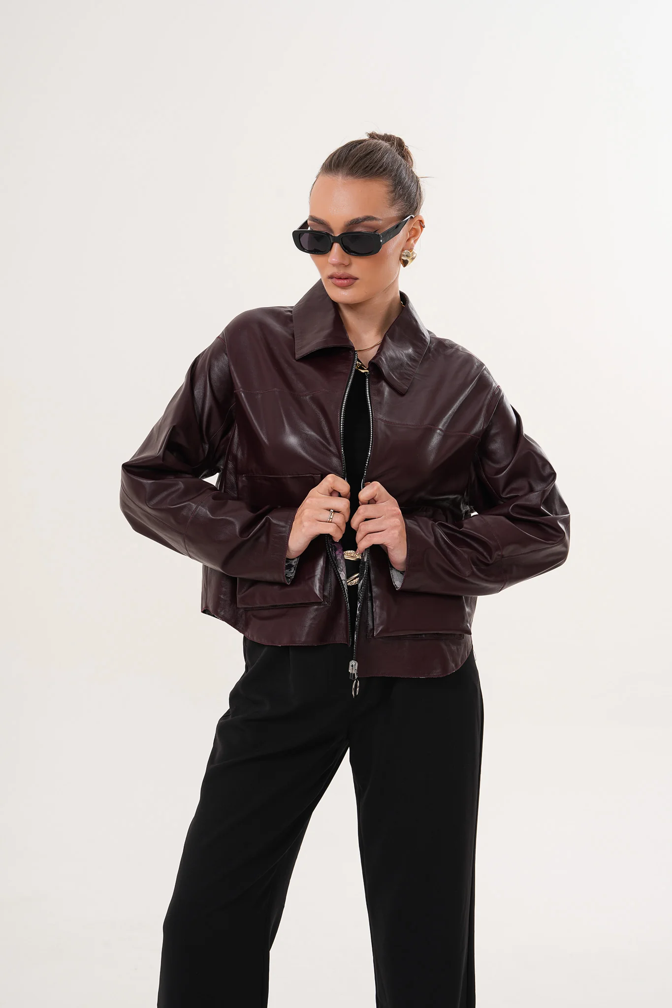 The Elvoria Reversible Burgundy Leather Jacket - Image 12