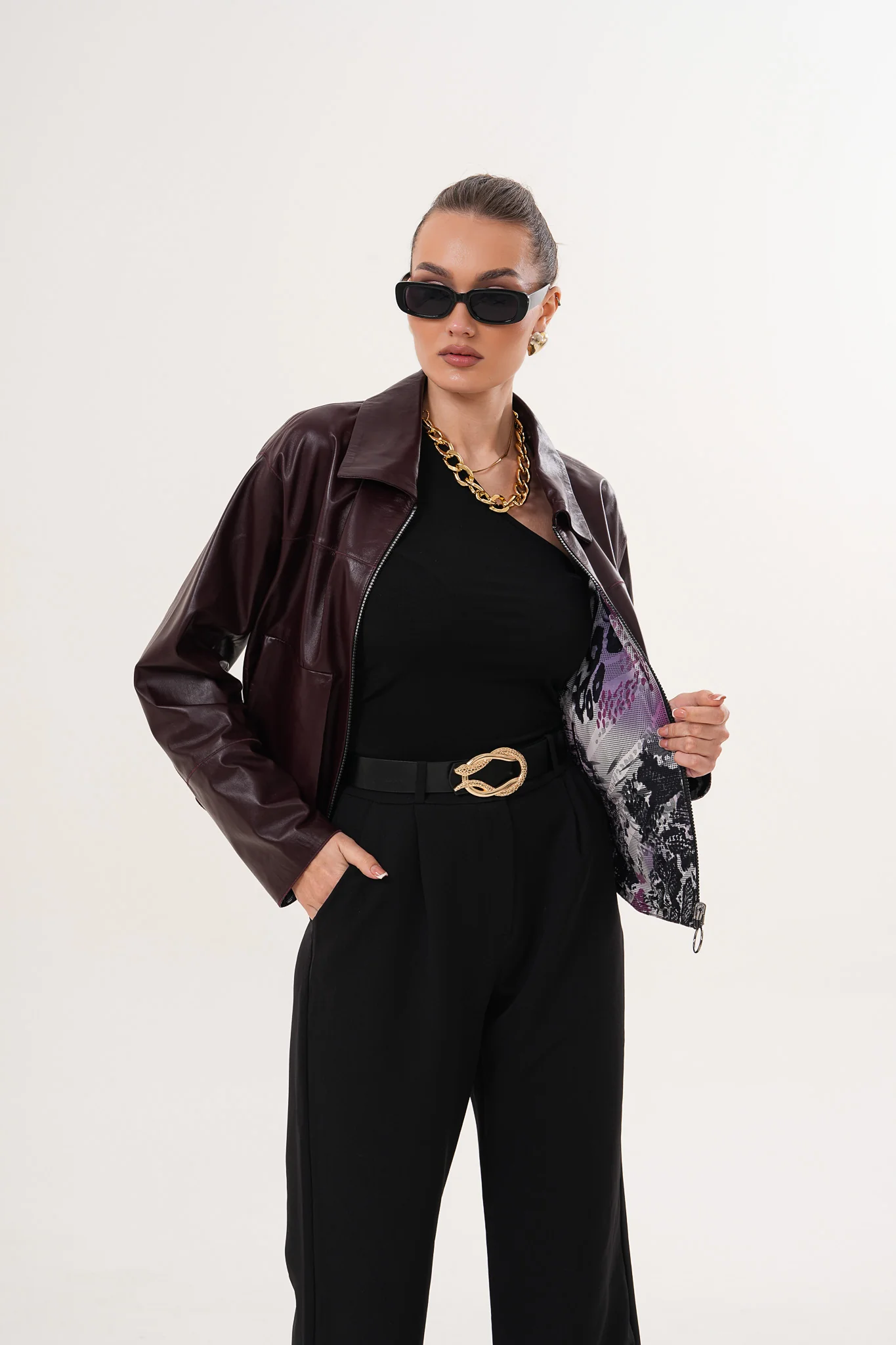 The Elvoria Reversible Burgundy Leather Jacket - Image 2