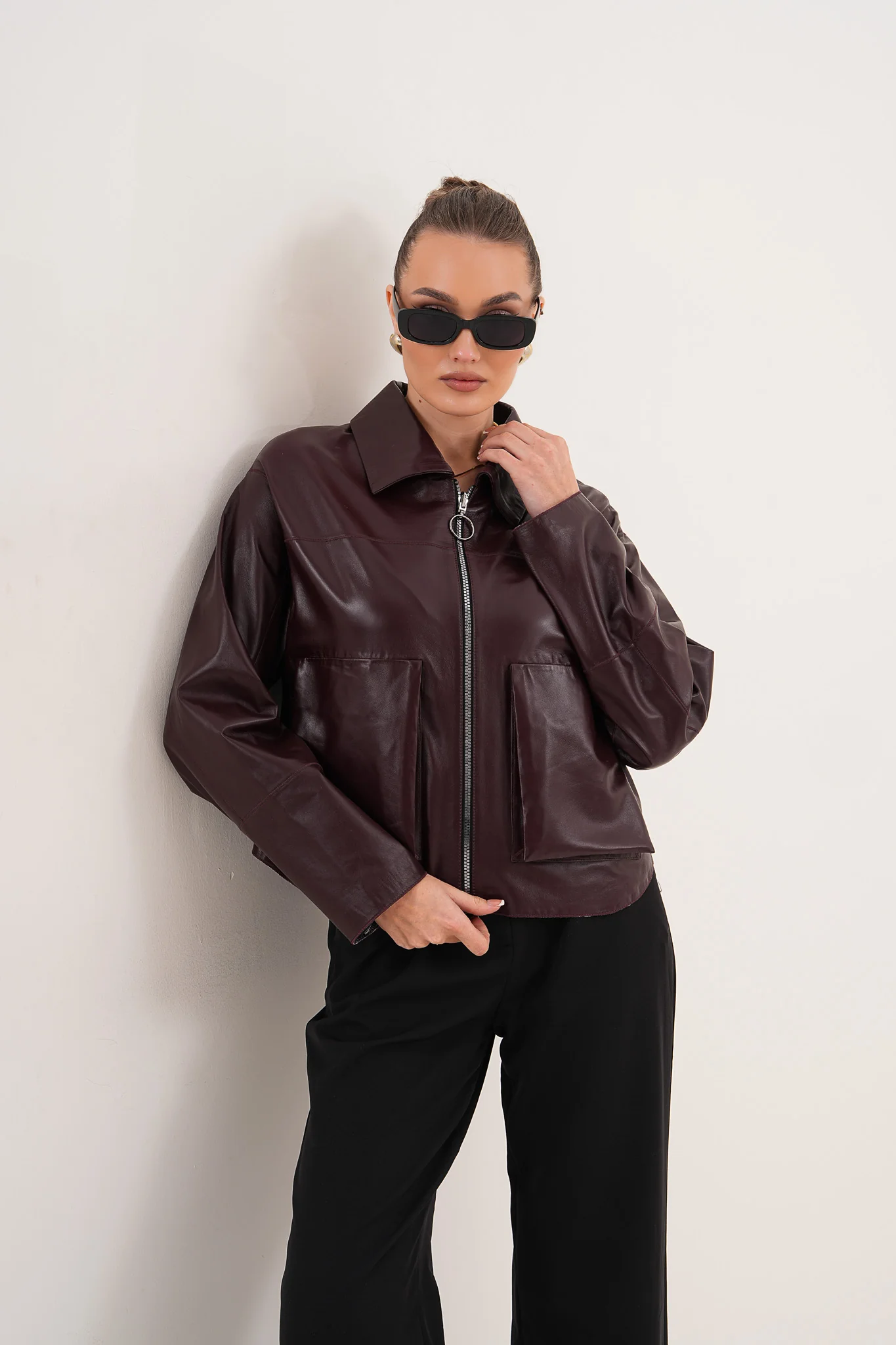 The Elvoria Reversible Burgundy Leather Jacket - Image 8