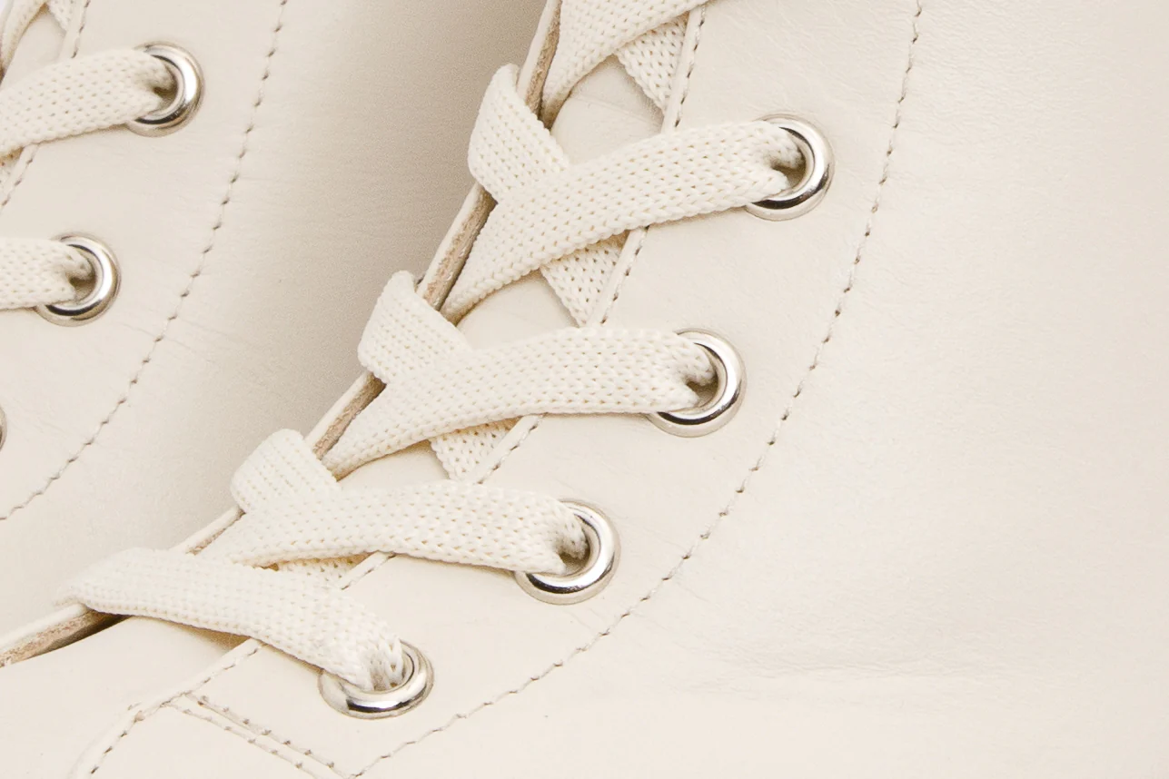 The Estrada Cream Leather Lace-Up Platform Heel Mid Calf Women Boot - Image 4