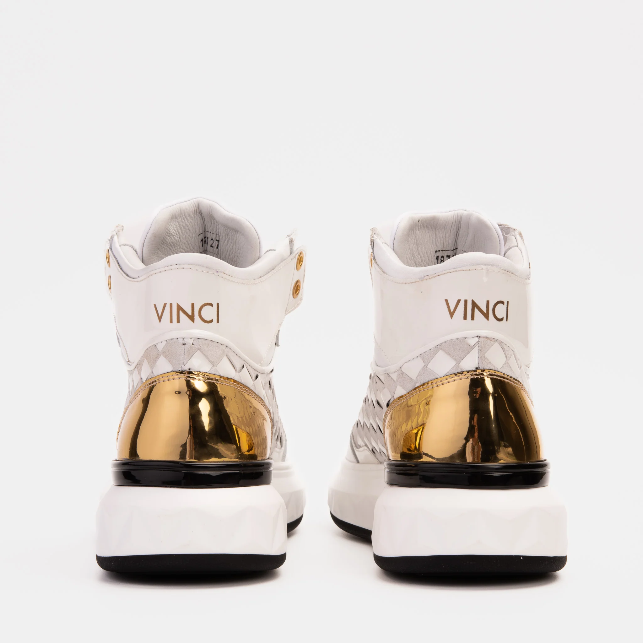 The Eugene White & Gold Woven Leather High-Top Men Sneaker - Image 9