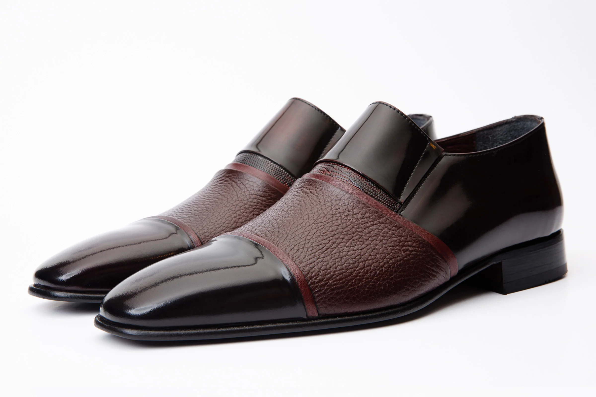 The Everest Burgundy & Burneshed Leather Cap Toe Dress Loafer Men Shoe - Image 2