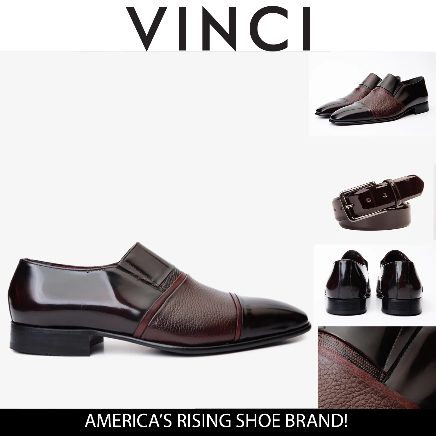 The Everest Burgundy & Burneshed Leather Cap Toe Dress Loafer Men Shoe - Image 5