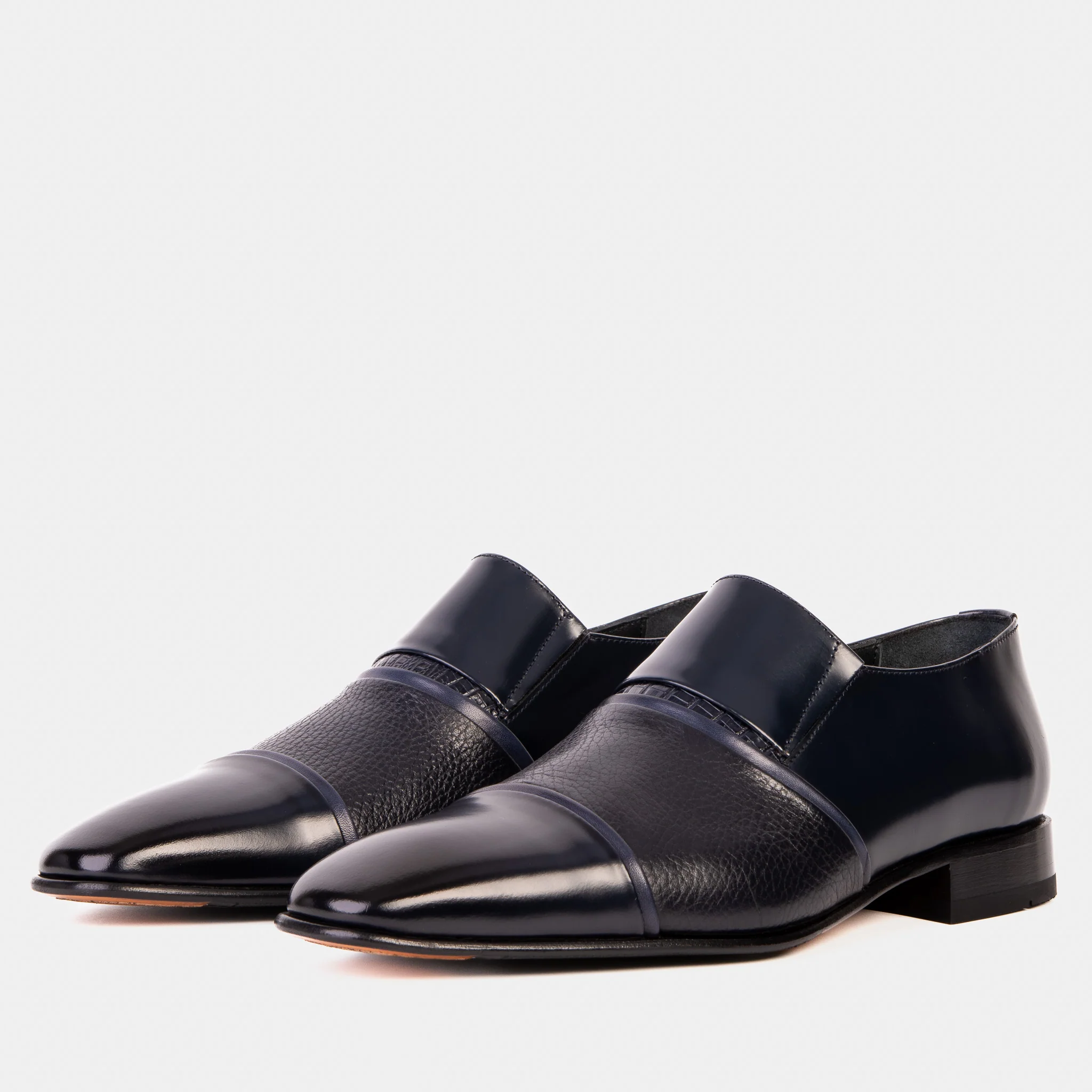 The Everest Navy Leather Cap Toe Dress Loafer Men Shoe - Image 8