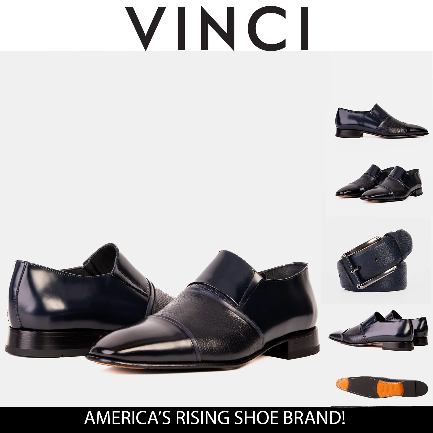 The Everest Navy Leather Cap Toe Dress Loafer Men Shoe - Image 9