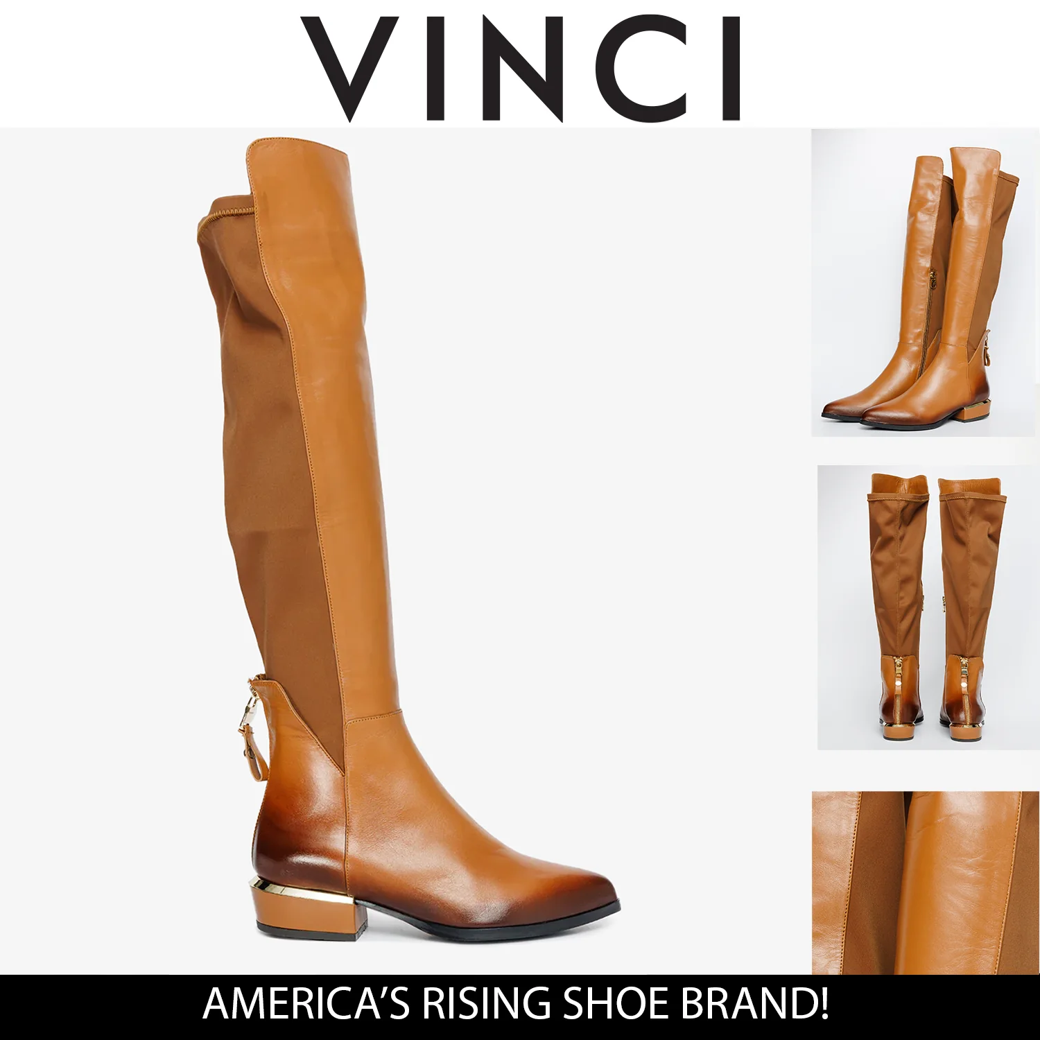 The Fairoks Tan Leather Knee High Women Boot - Image 6