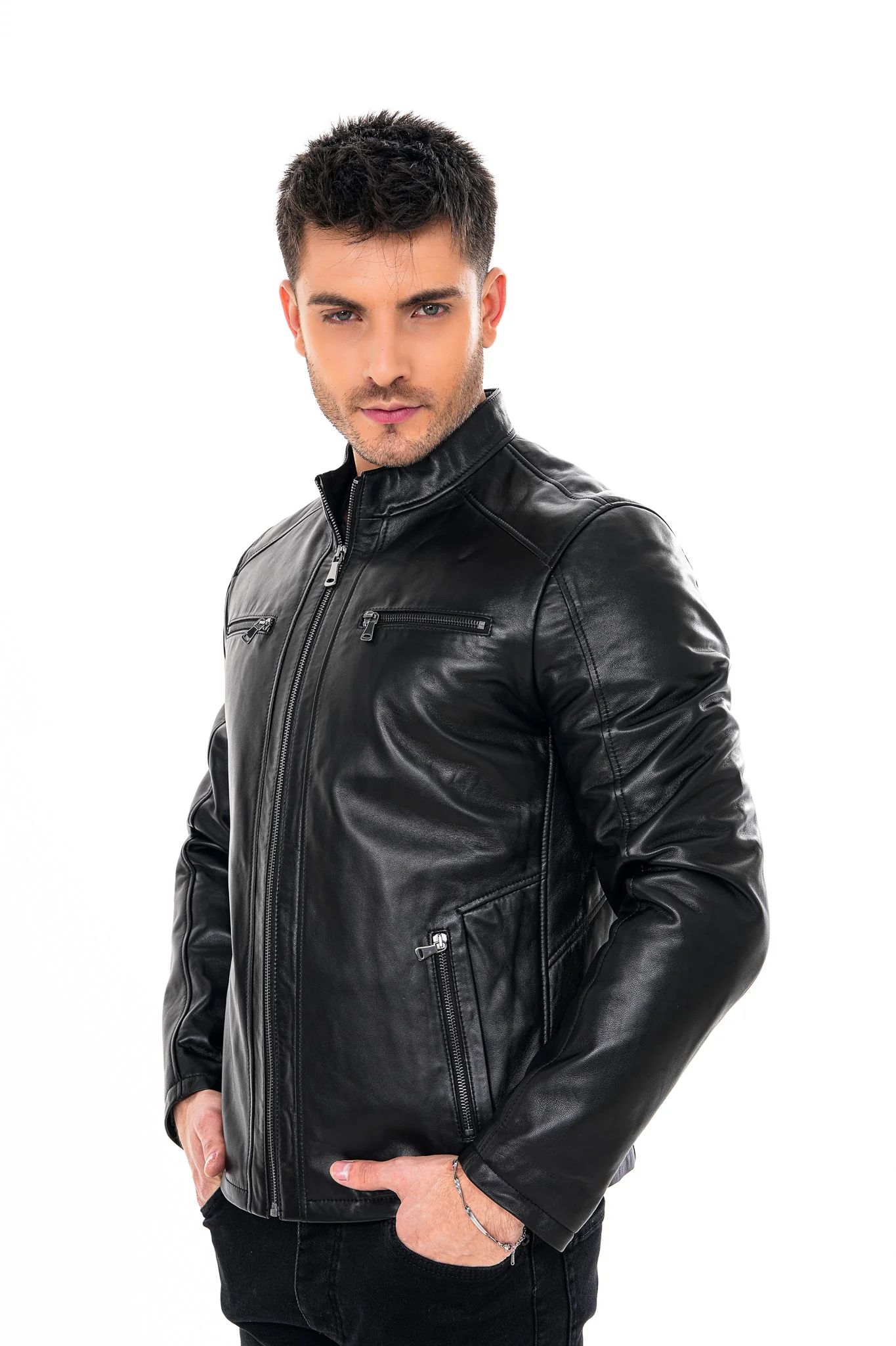 The Falcon Black Smooth Leather Men Jacket - Image 10