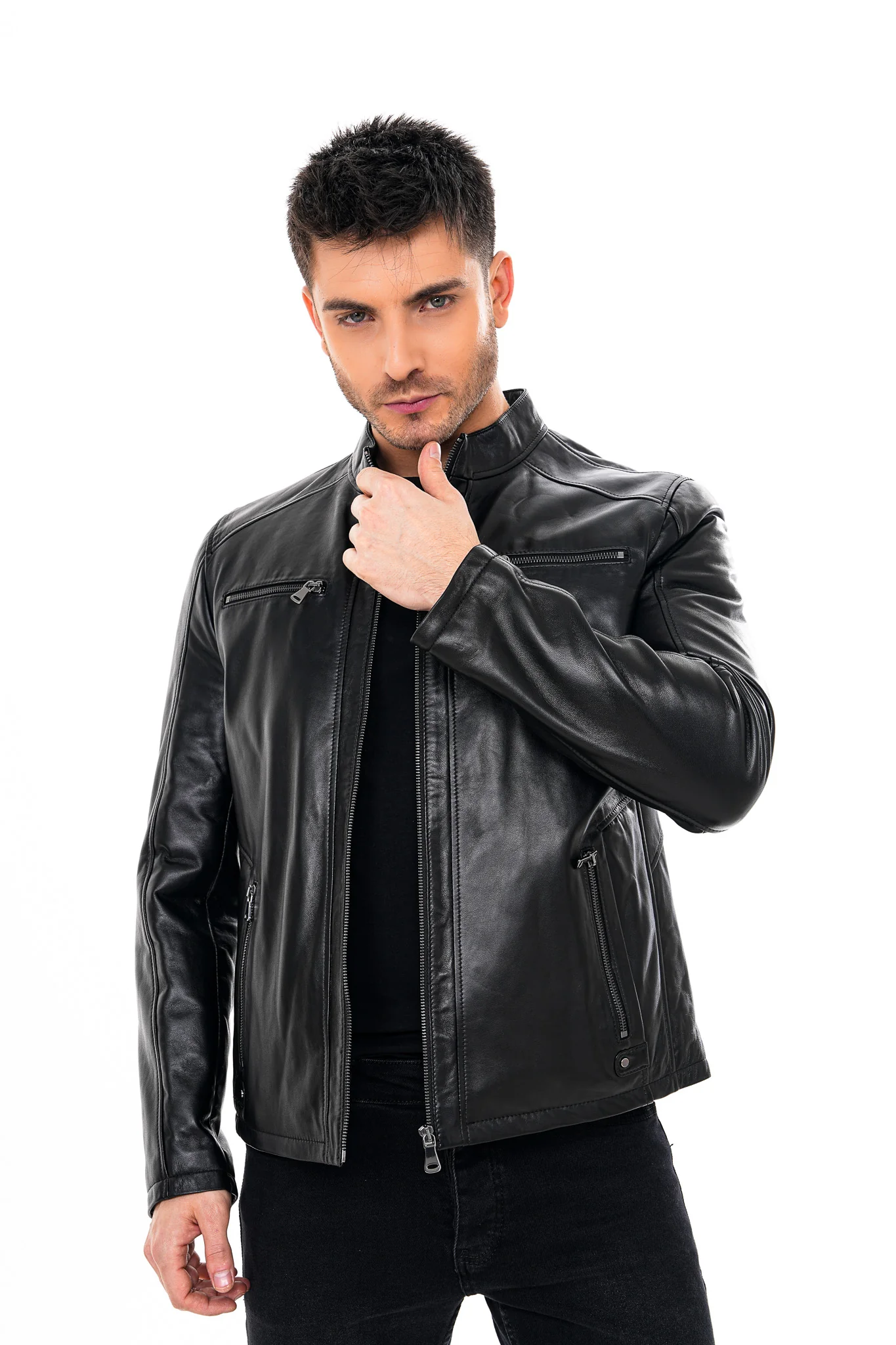 The Falcon Black Smooth Leather Men Jacket - Image 8