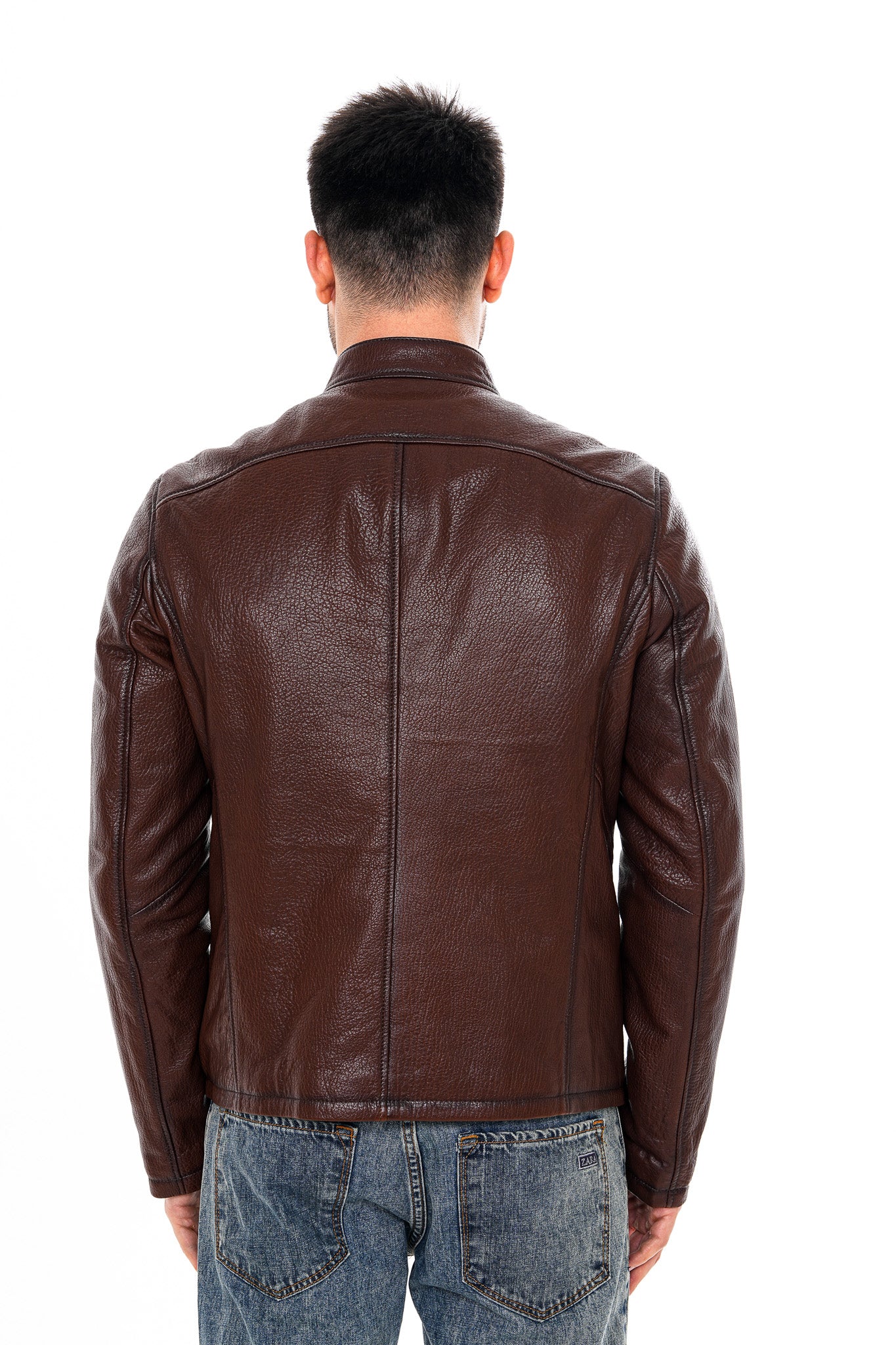 The Falcon Brown Pebbled Leather Men Jacket - Image 4