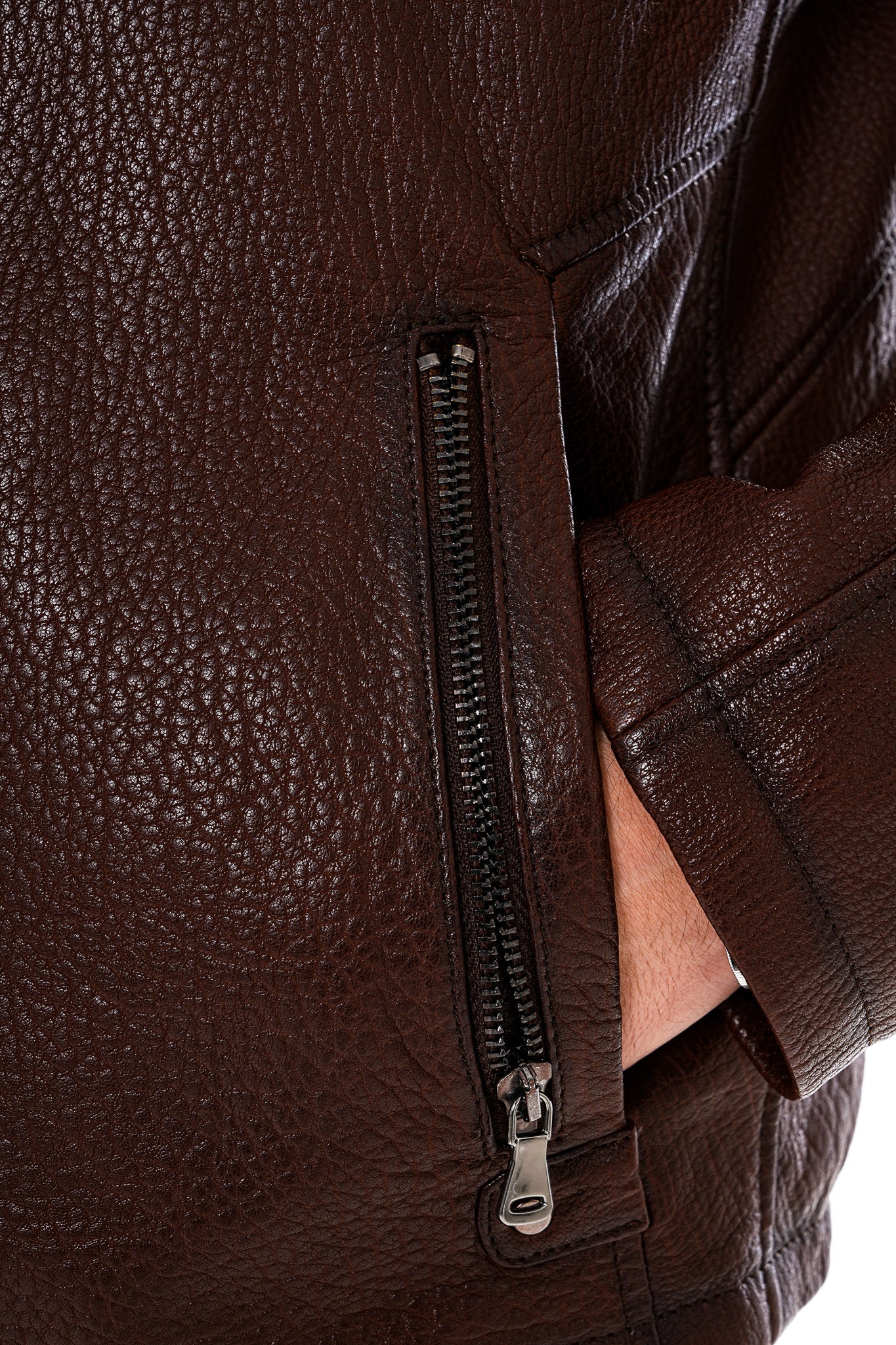 The Falcon Brown Pebbled Leather Men Jacket - Image 5