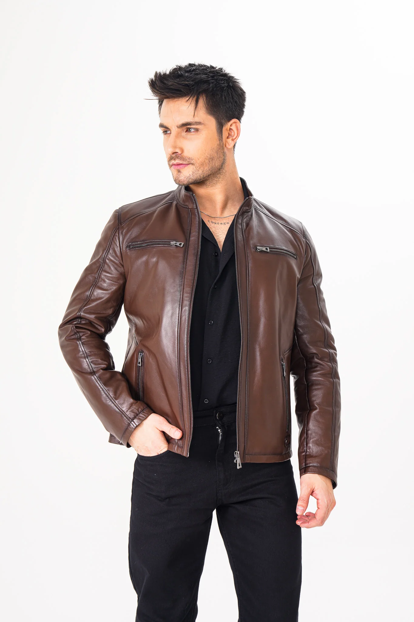 The Falcon Brown Smooth Leather Jacket - Image 2