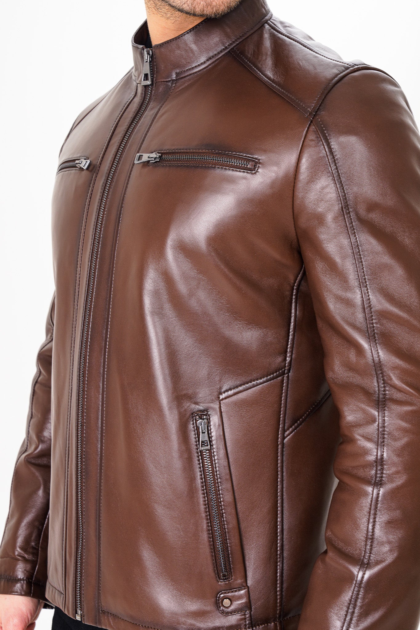 The Falcon Brown Smooth Leather Jacket - Image 3