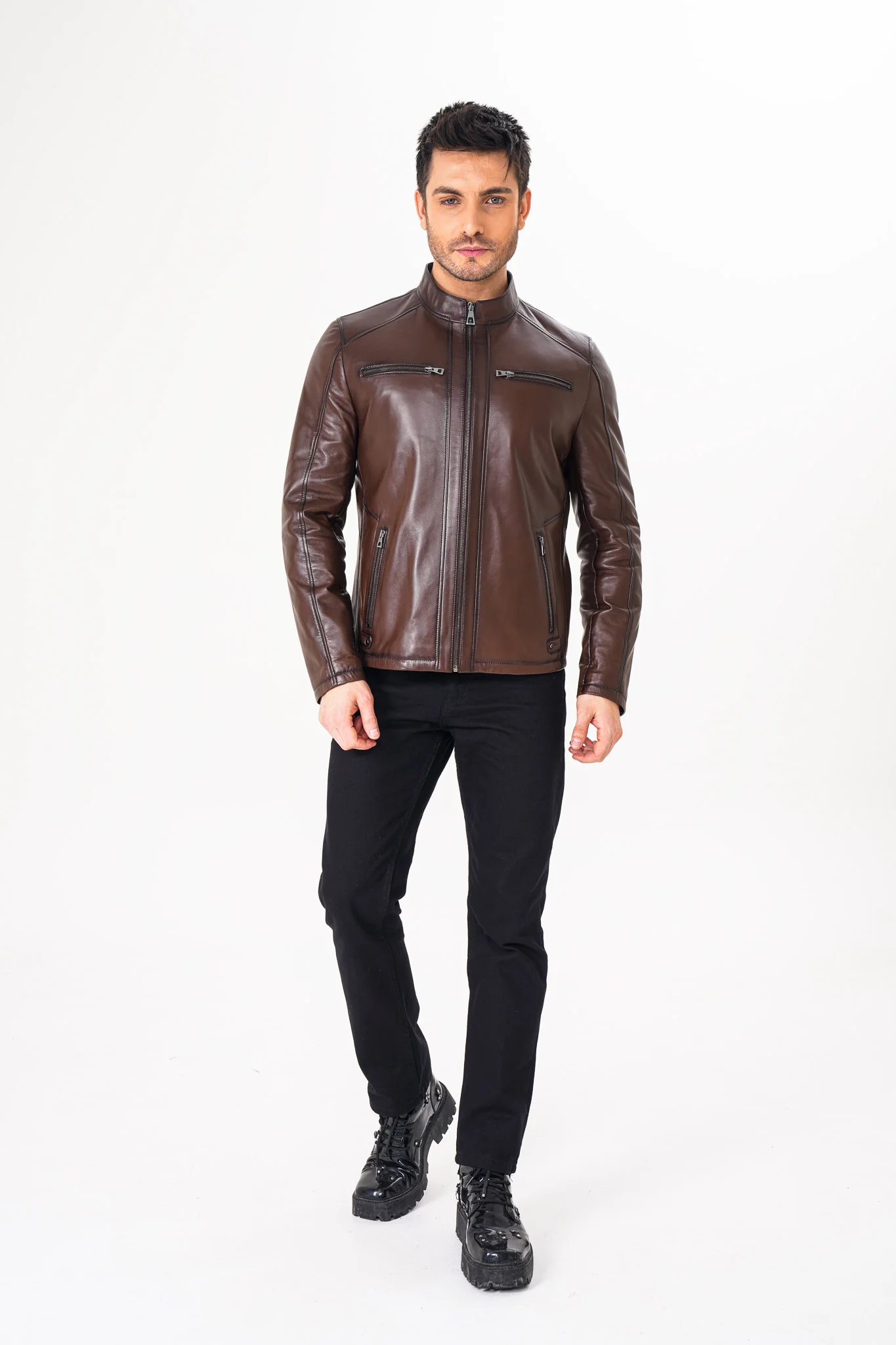 The Falcon Brown Smooth Leather Jacket - Image 6