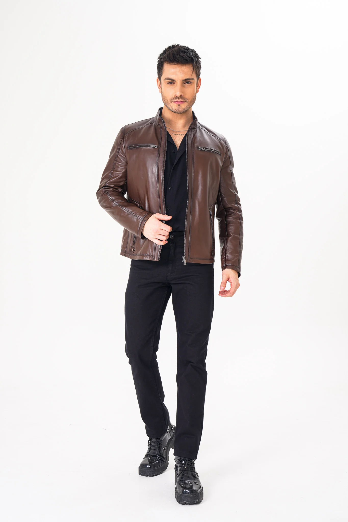 The Falcon Brown Smooth Leather Jacket - Image 7