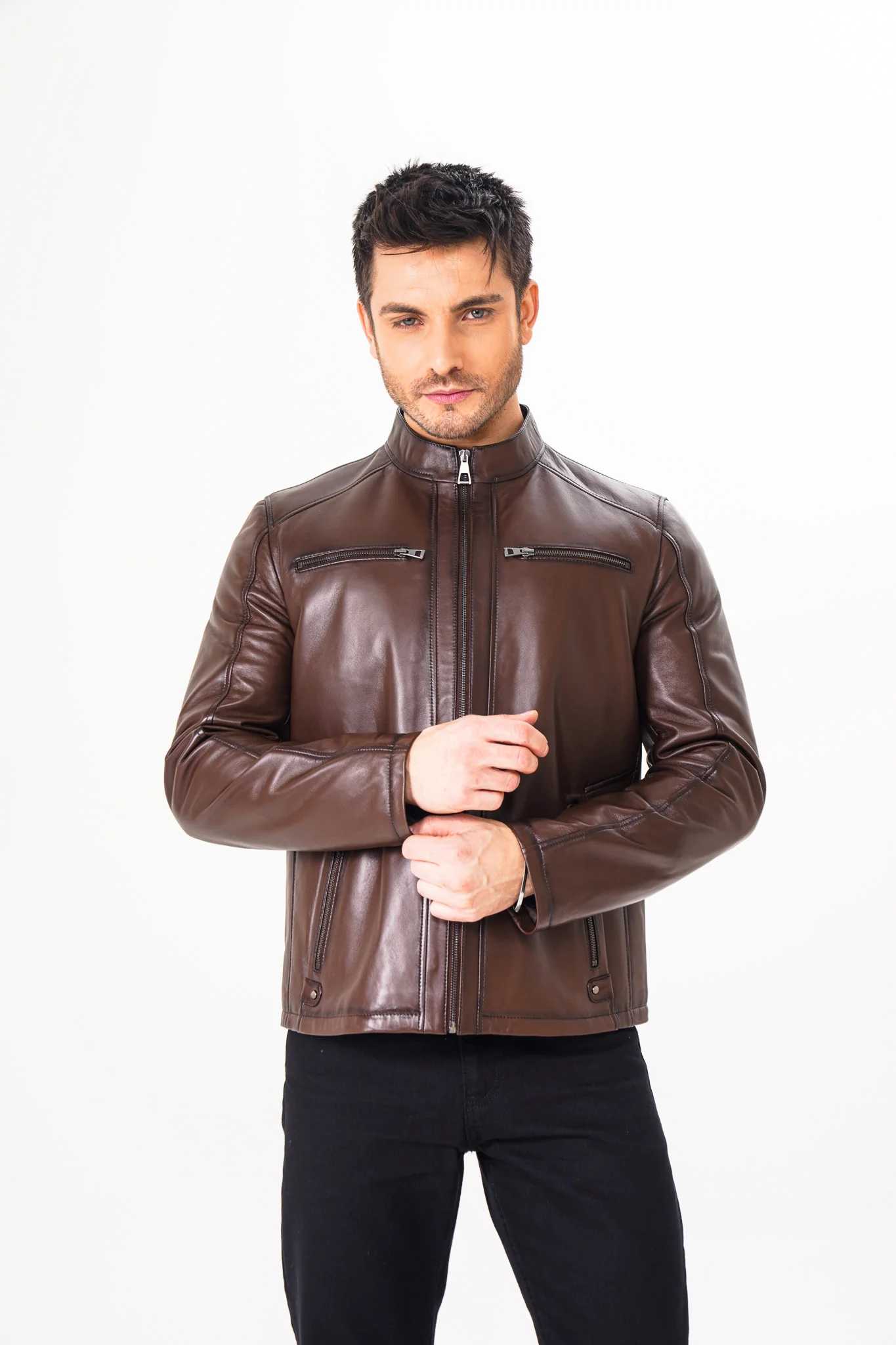 The Falcon Brown Smooth Leather Jacket - Image 8