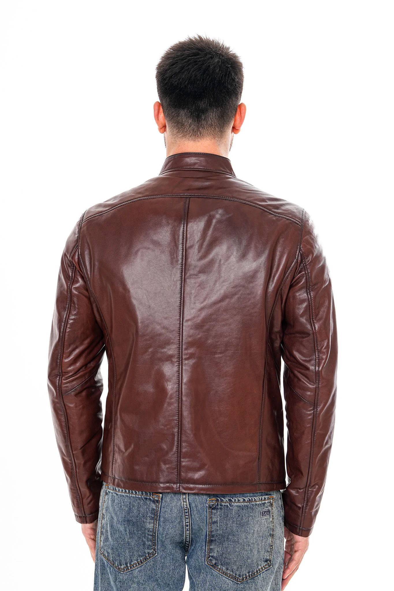 The Falcon Cognac Brown Smooth Leather Men Jacket - Image 4
