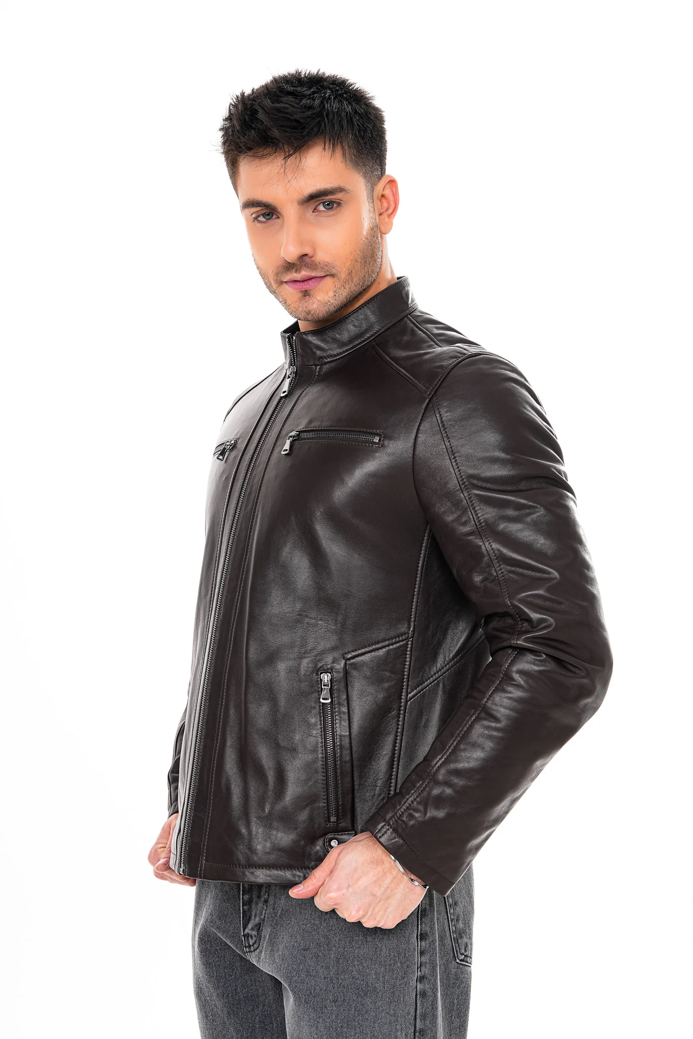 The Falcon Dark Brown Smooth Leather Jacket - Image 2