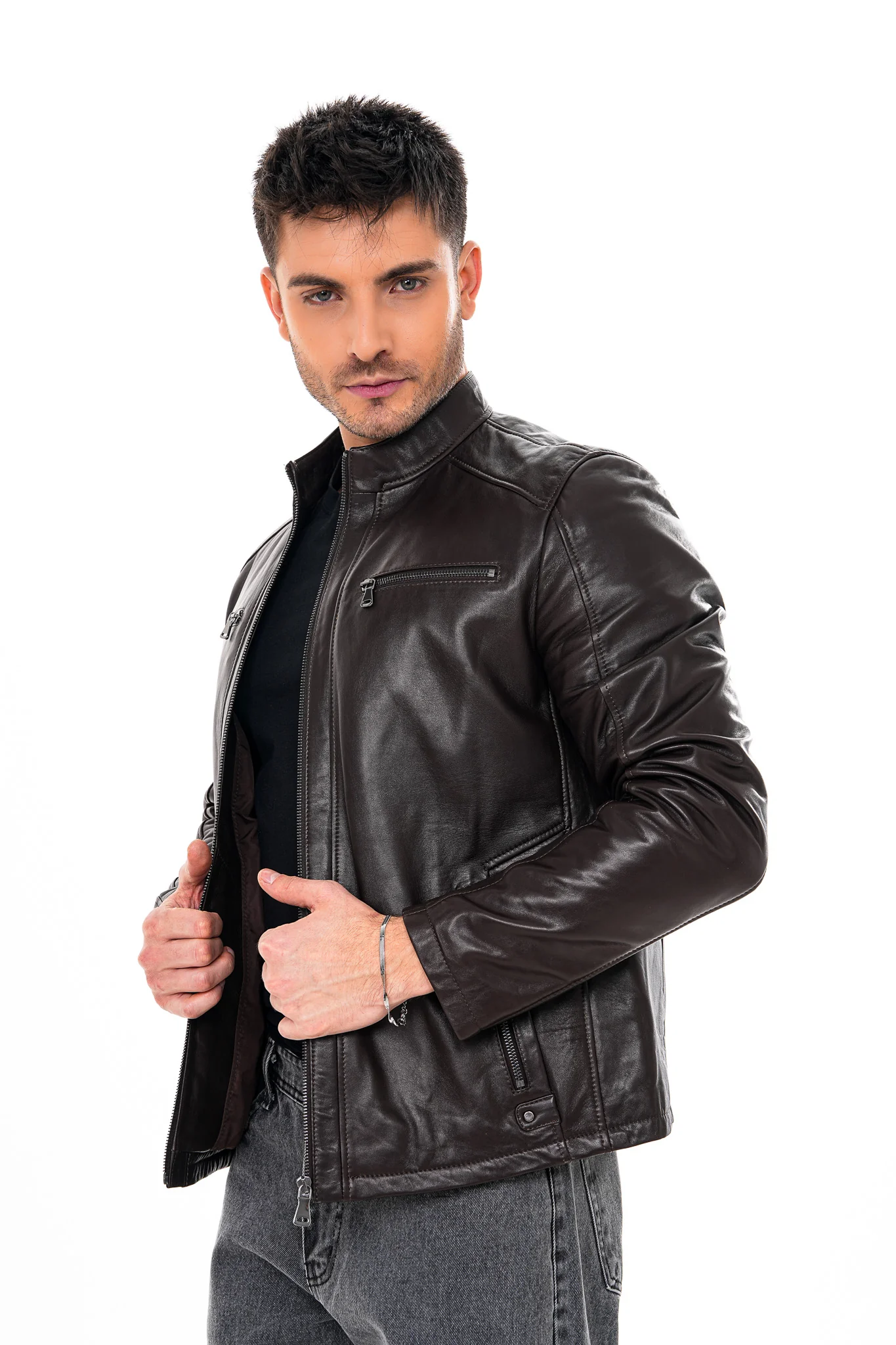 The Falcon Dark Brown Smooth Leather Jacket - Image 5