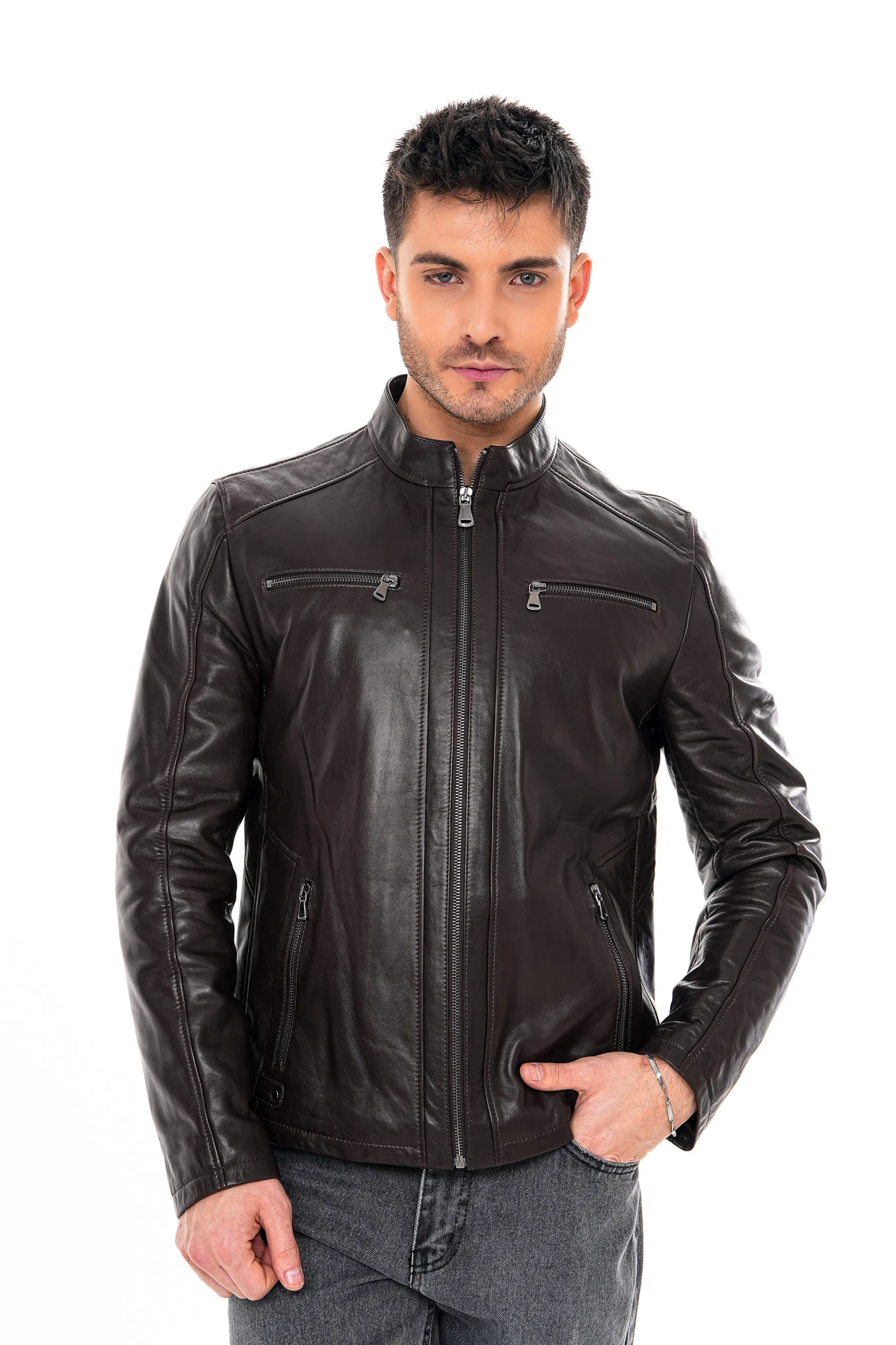 The Falcon Dark Brown Smooth Leather Jacket - Image 8