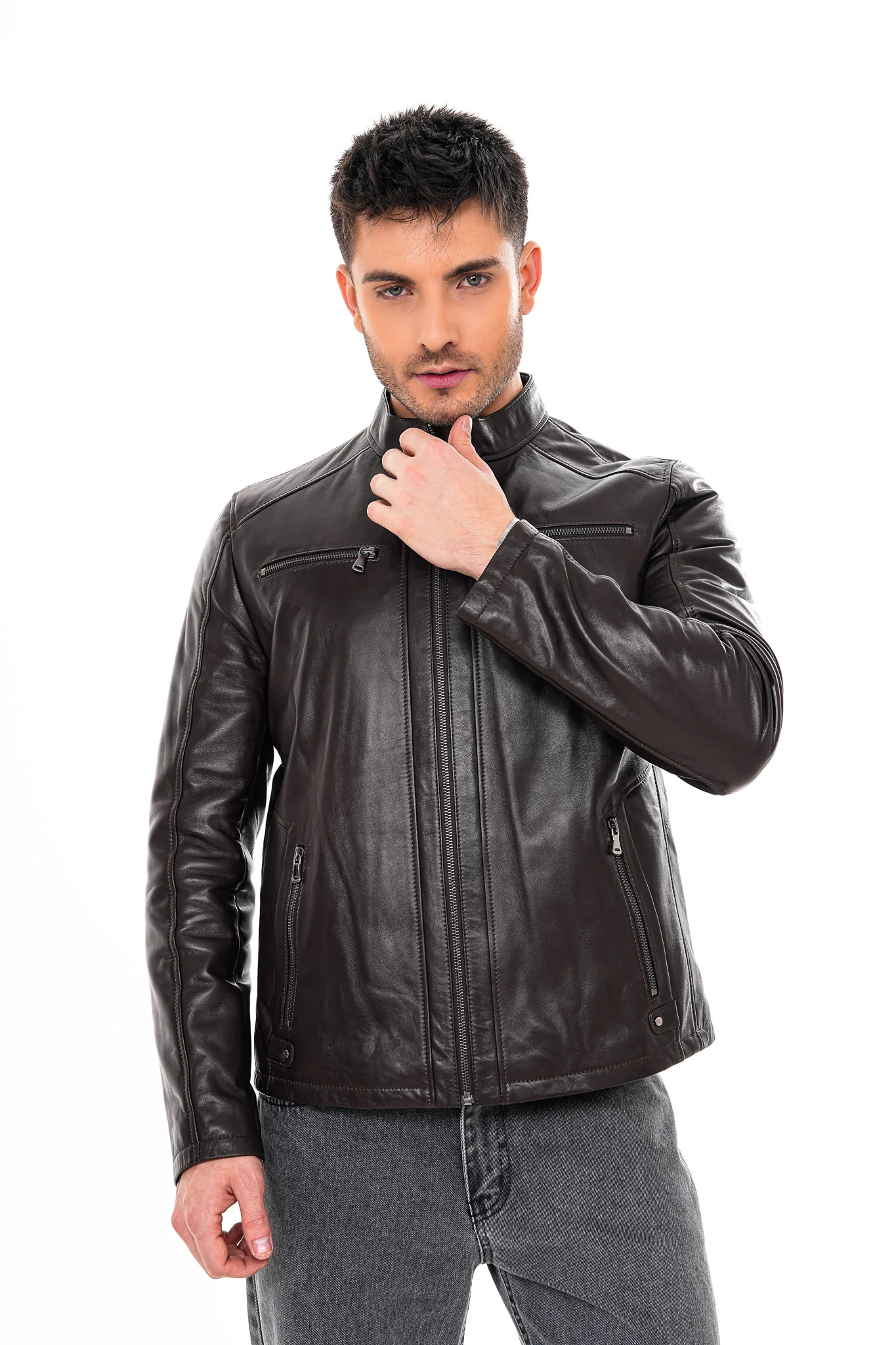 The Falcon Dark Brown Smooth Leather Jacket - Image 9