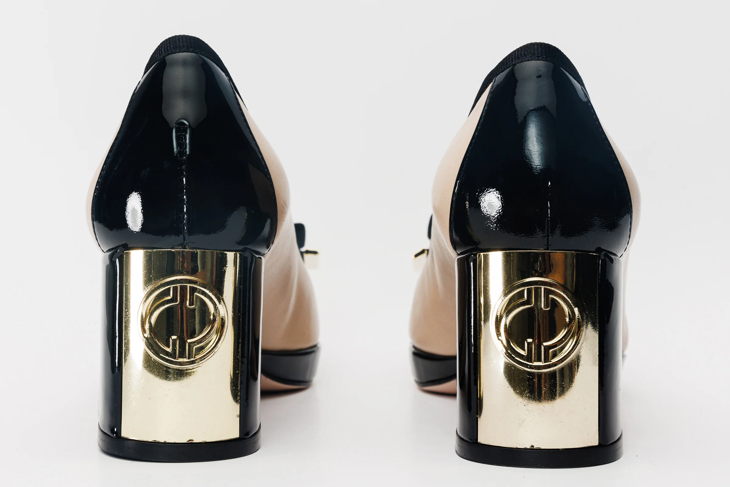 The Fano Beige Leather Cap Toe Block Heel Pump Women Shoe - Image 4