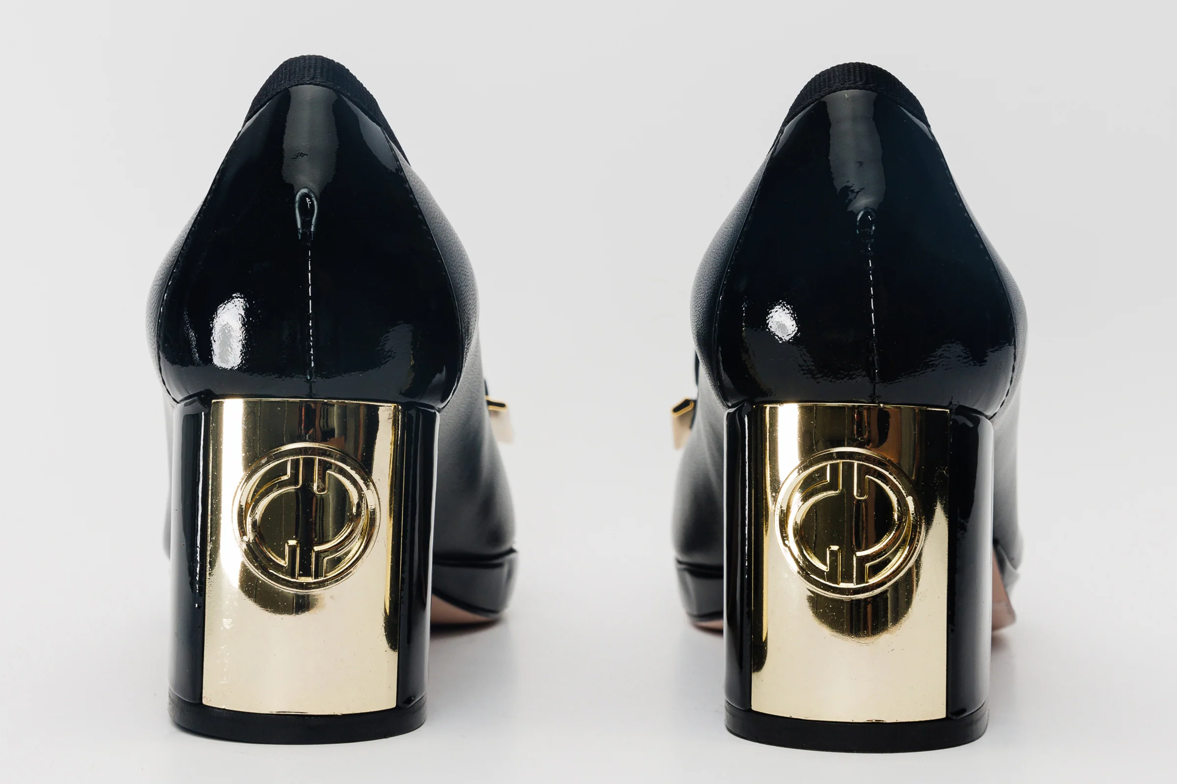 The Fano Black Leather Cap Toe Block Heel Pump Women Shoe - Image 4