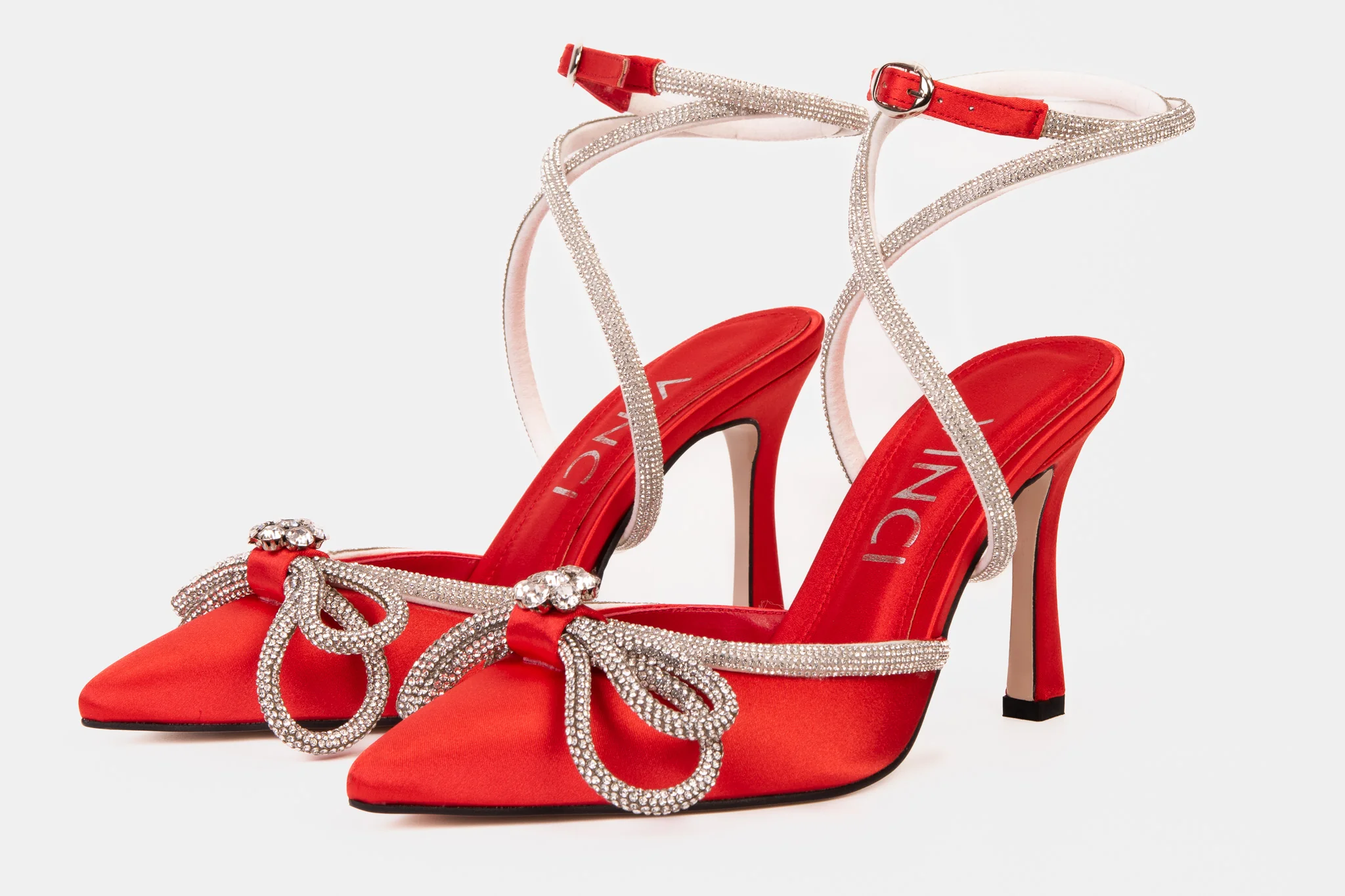 The Floransa Red Leather Pointy Toe Ankle Strap Women Sandal Final Sale! - Image 2