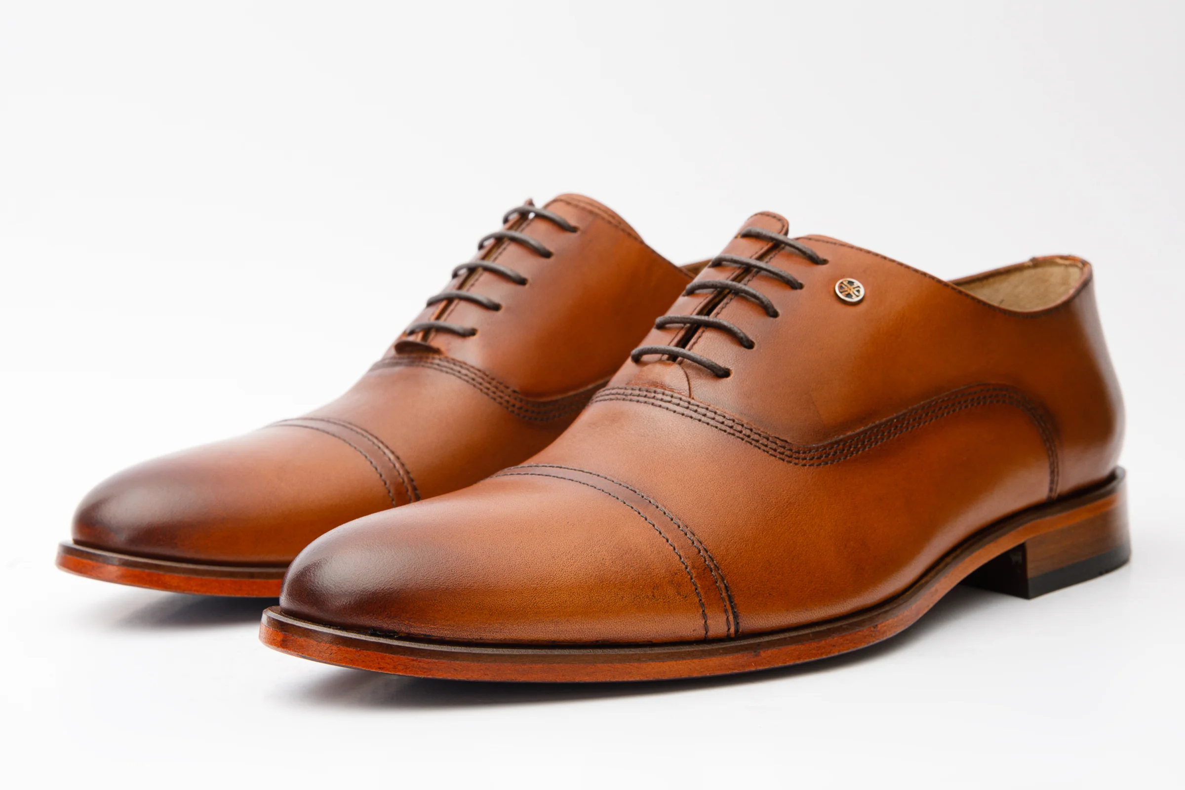 The Gambaha Tan Leather Quarter Brogue Cap Toe Oxford Men Shoe - Image 2