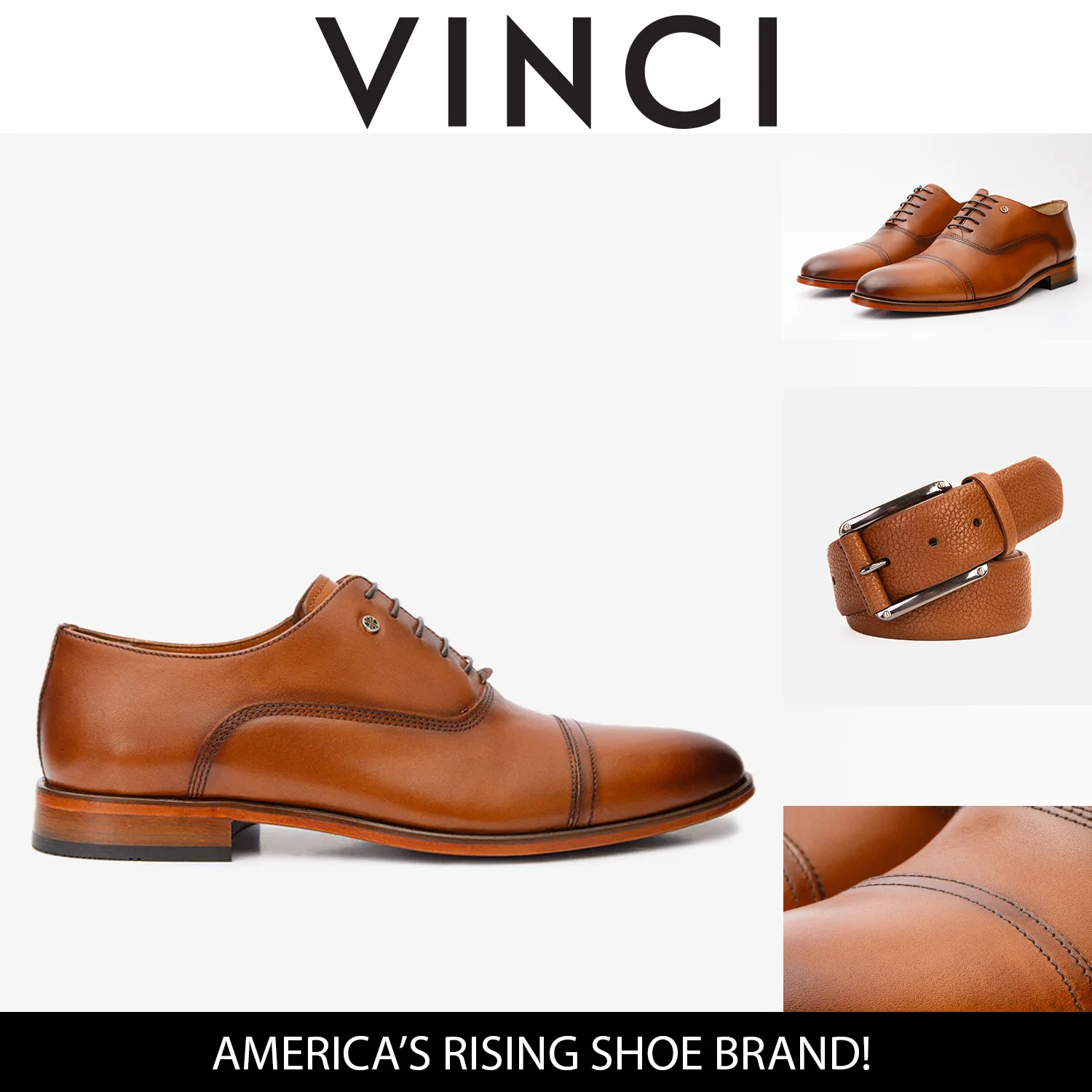 The Gambaha Tan Leather Quarter Brogue Cap Toe Oxford Men Shoe - Image 5