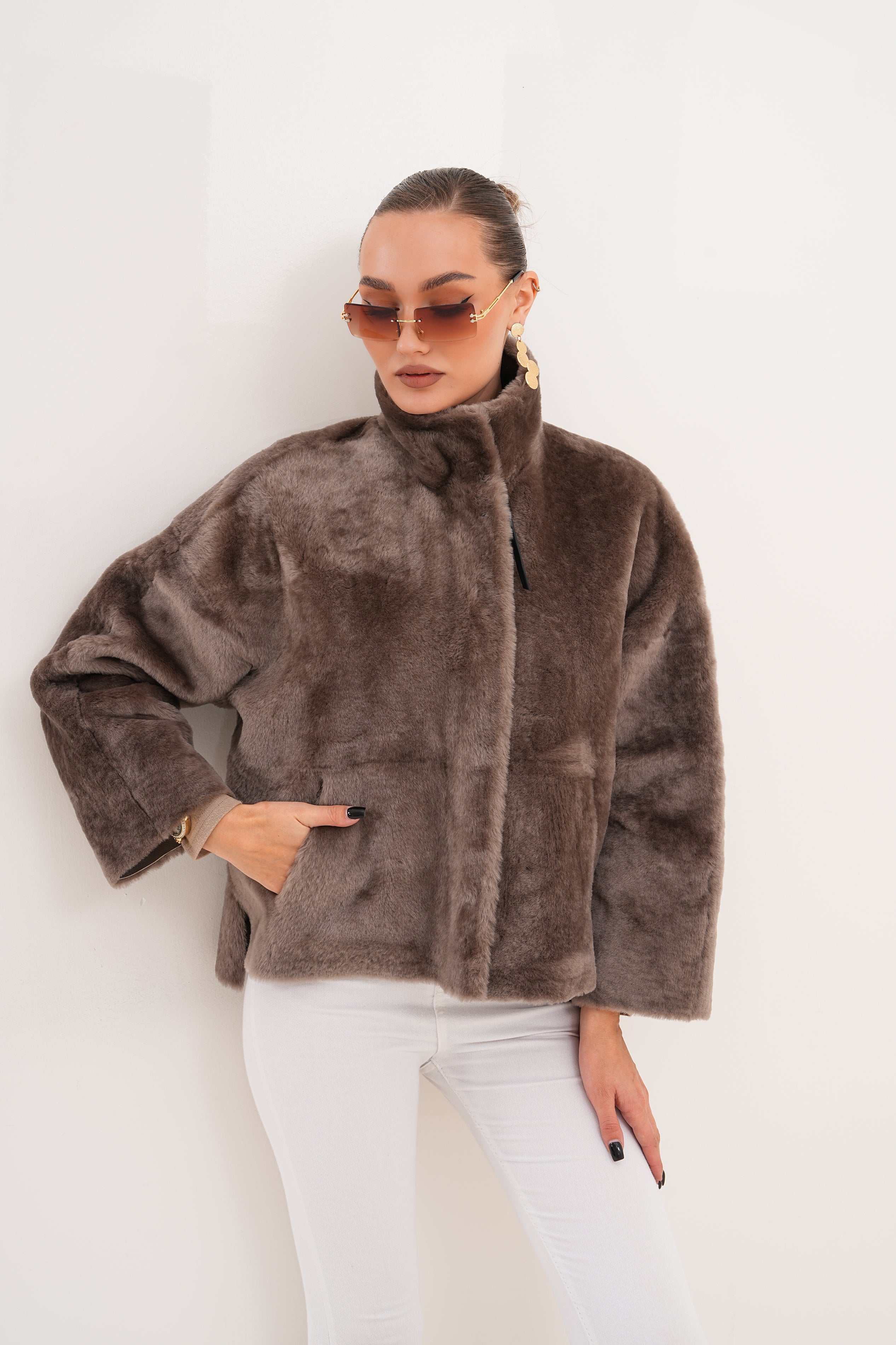 The Geneva Reversible Shearling Leather Women Jacket - Image 16