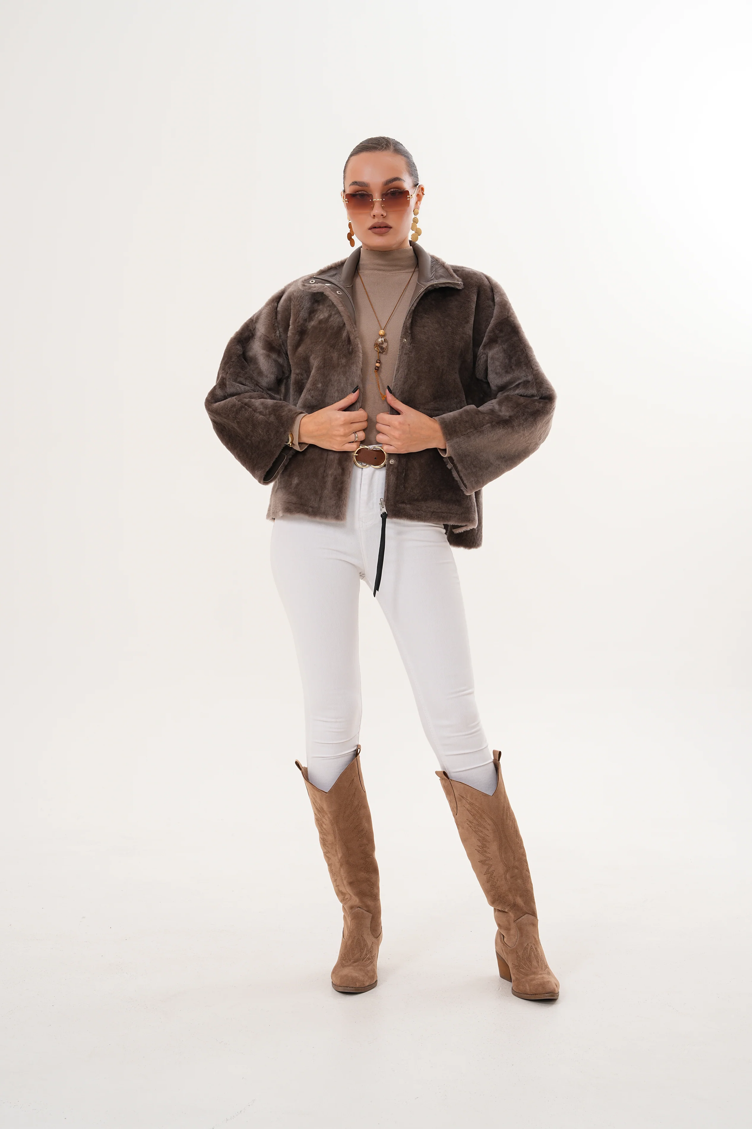 The Geneva Reversible Shearling Leather Women Jacket - Image 8